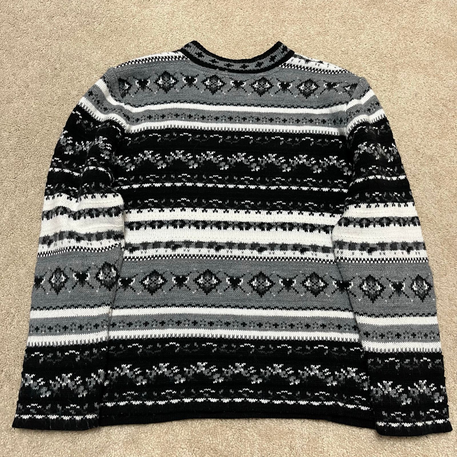 Other Vintage Carly Blake Geometric Knit Sweater Black Gray XL Size XL / US 12-14 / IT 48-50 - 2 Thumbnail