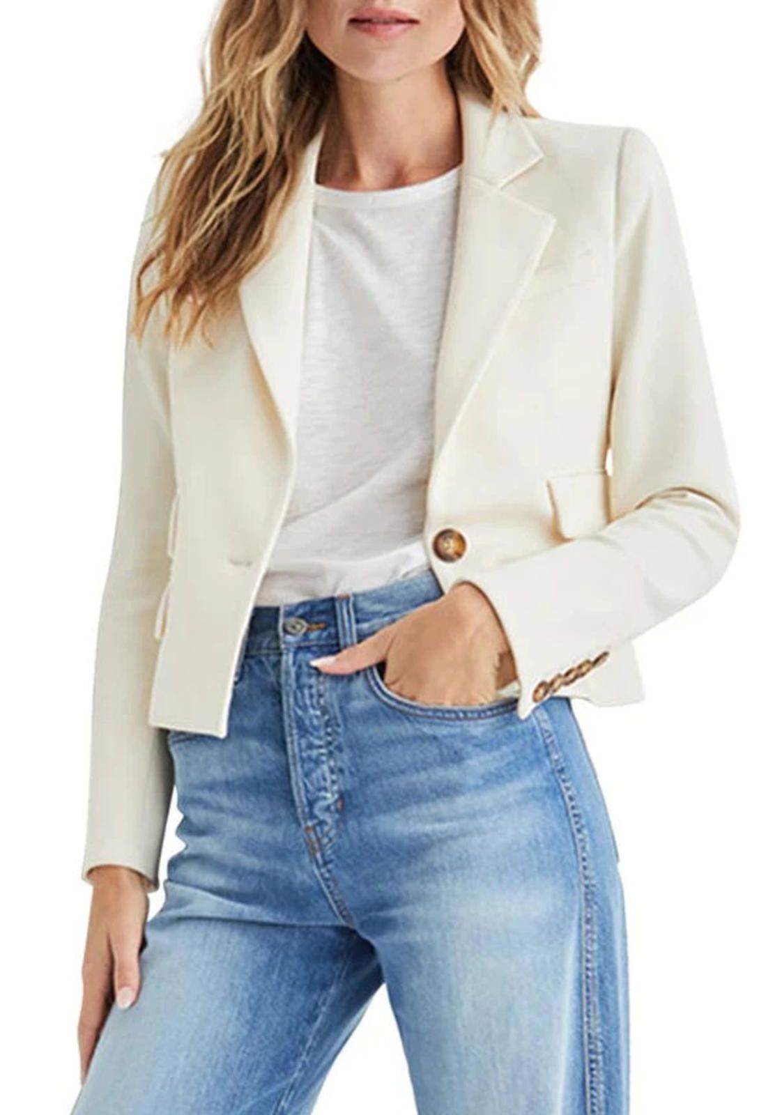 Veronica Beard Veronica Beard Boon Ecru Ivory Blazer Jacket Size 4 Crepe Size S / US 4 / IT 40 - 2 Thumbnail