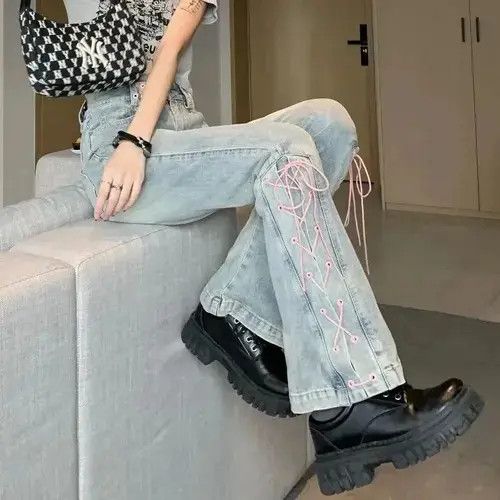 Japanese Brand Jeans Women Vintage Bandage Slit Size 32" / US 10 / IT 46 - 4 Thumbnail