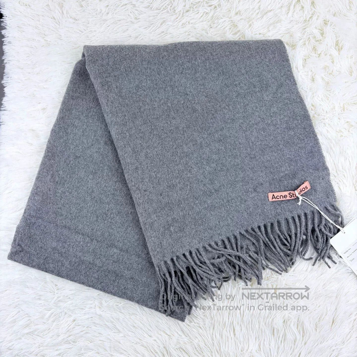 Acne Studios Acne Studios Heather Gray Wool Fringed Scarf. Size ONE SIZE - 2 Thumbnail