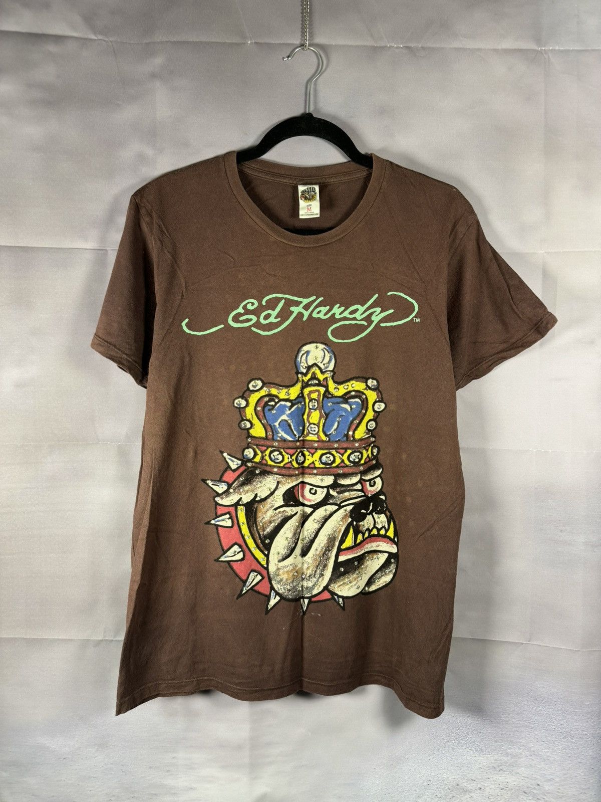 Designer × Ed Hardy Don Ed Hardy Brown Bulldog Graphics Printer Logo T Shirt M Size US M / EU 48-50 / 2 - 1 Thumbnail