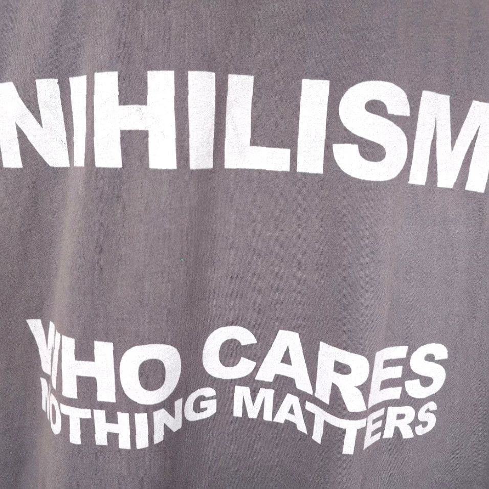 Vintage Nihilism T Shirt Mens XL Gray Who Cares Nothing Matters Bell a + Canvas Vintage No Size US XL / EU 56 / 4 - 3 Thumbnail