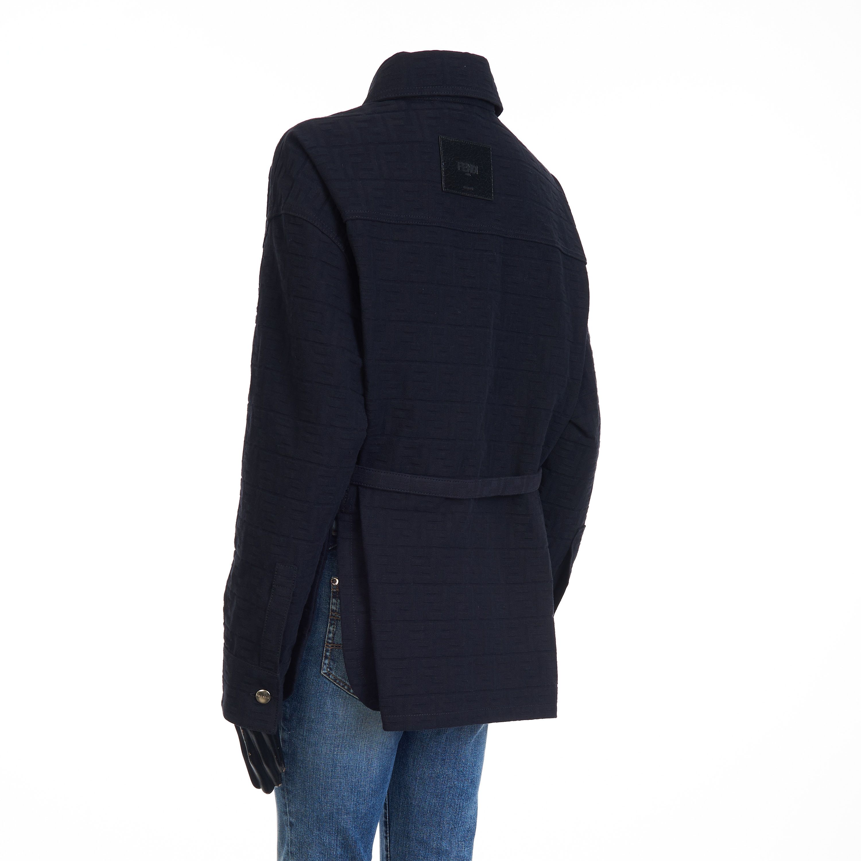 Fendi Go-To Jacket In Blue Jacquard Denim Size L / US 10 / IT 46 - 4 Thumbnail