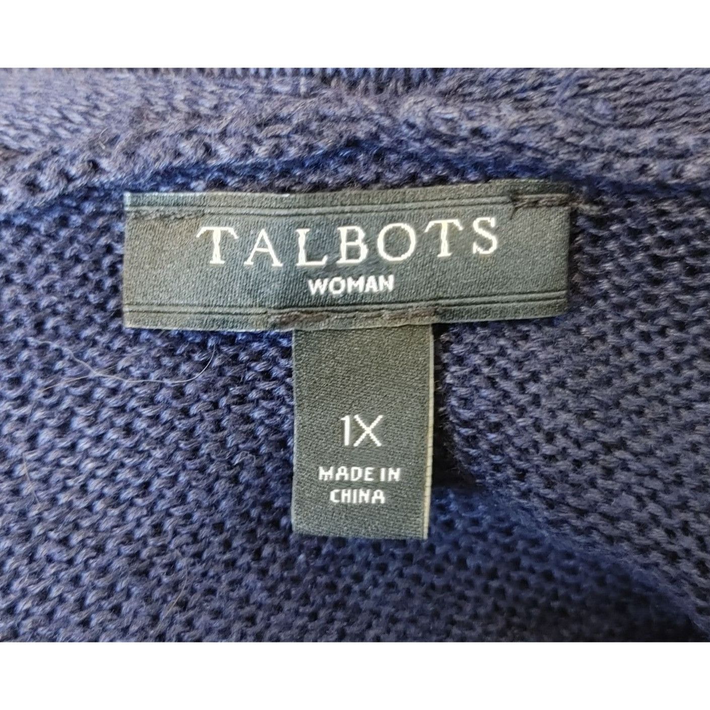 Talbots TALBOTS Womens 1X Blue Linen Knit Open Front Long Sleeve Lon Size XL / US 12-14 / IT 48-50 - 3 Thumbnail