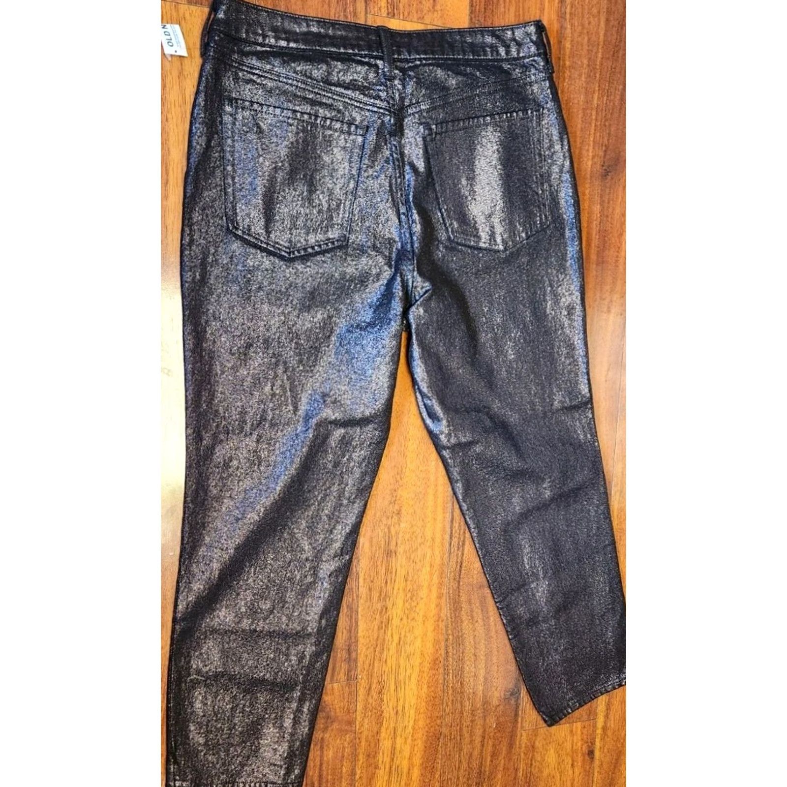 Old Navy VINTAGE Old Navy High-Waist Shine OG Straight Ankle Jeans Womens 12 Black Shine Pant NWT NEW Size 34" / US 12 / IT 48 - 4 Thumbnail