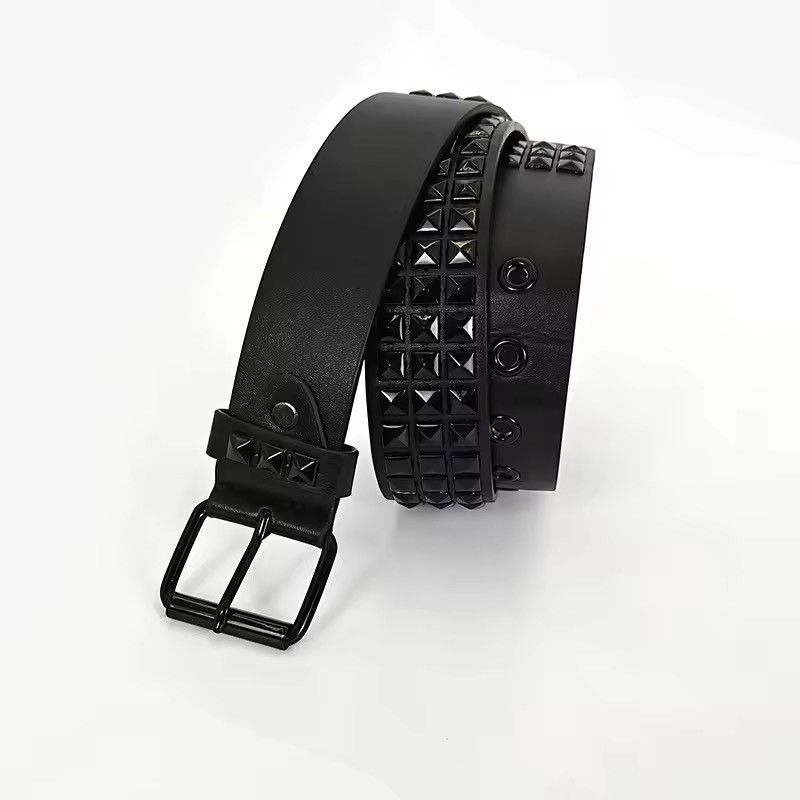 Vintage Y2K emo scene Black on black Studded Belt unisex accessory Size ONE SIZE - 7 Thumbnail