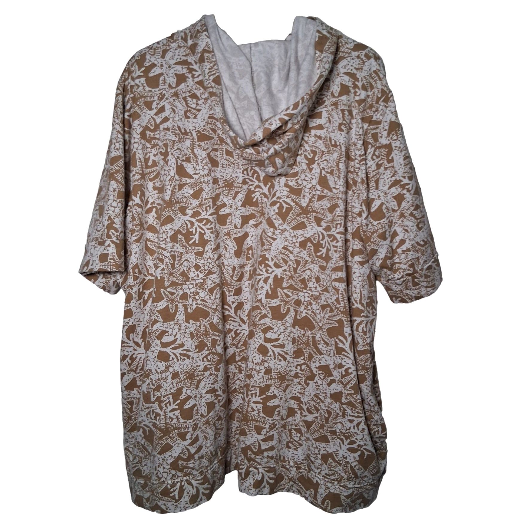 Quacker Factory Quacker Factory Shirt Women Plus Size 3X Hooded Full Zip Beige Starfish Beach Shirt Hoodie Beach, Tropic, Starfish, Vacation Womens 3X Size XXL / US 16-18 / IT 52-54 - 3 Thumbnail