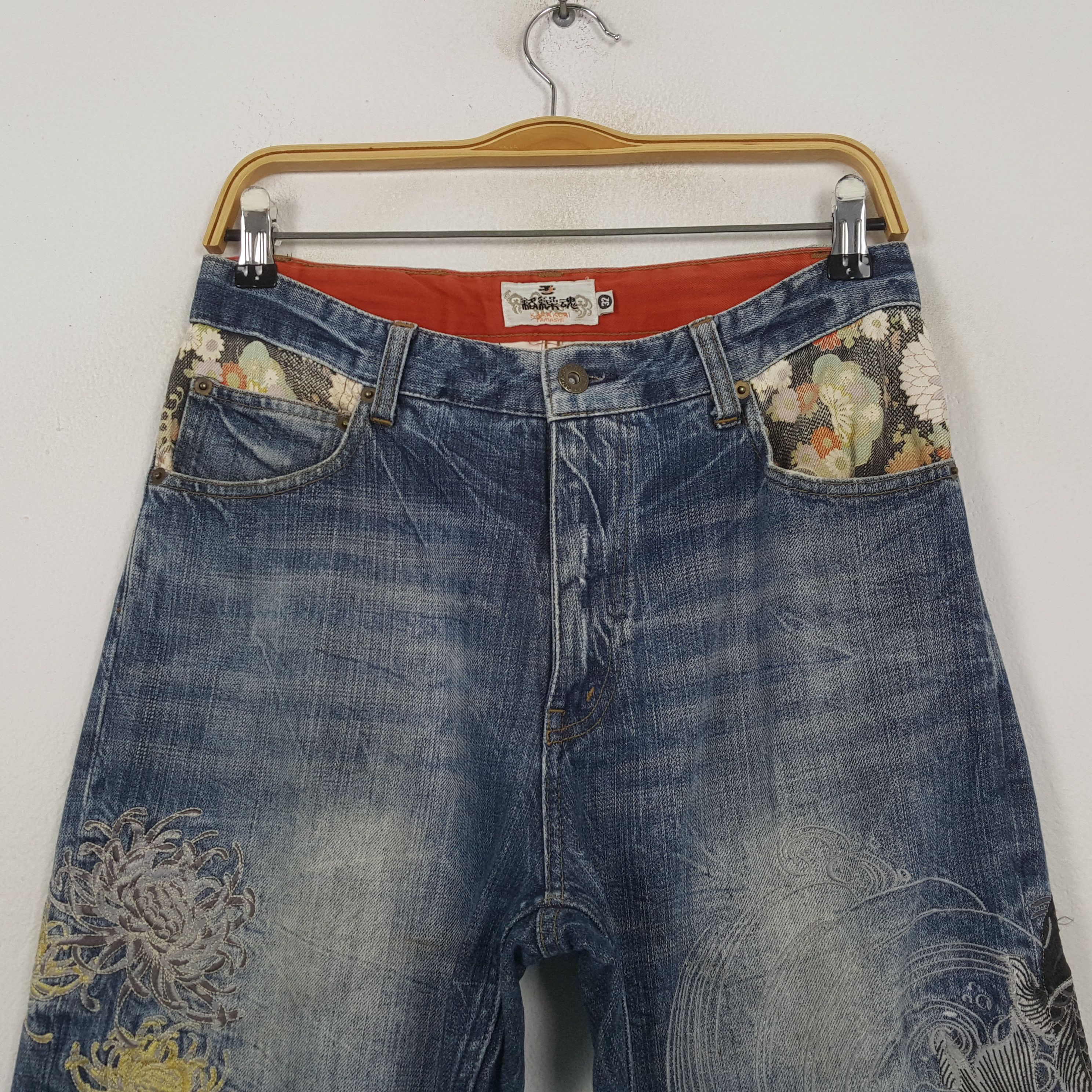 Japanese Brand Vintage Karakuri Tamashii Japanese Brand Denim RR9 Size US 29 - 2 Thumbnail