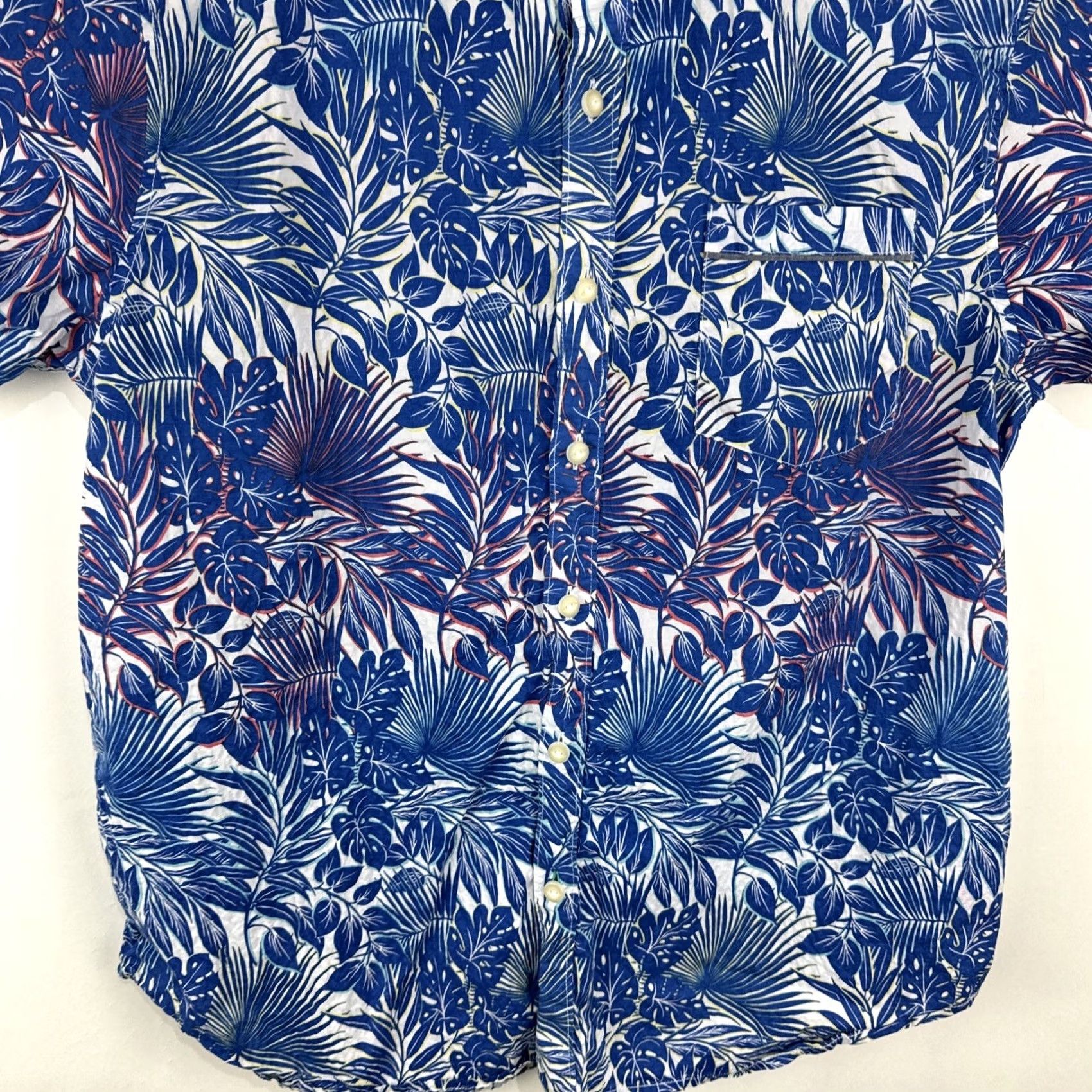 Tommy Bahama Tommy Bahama Mens L Blue Floral Print Button Down Short Sleeve Hawaiian Shirt - Regular Fit Size US L / EU 52-54 / 3 - 7 Thumbnail