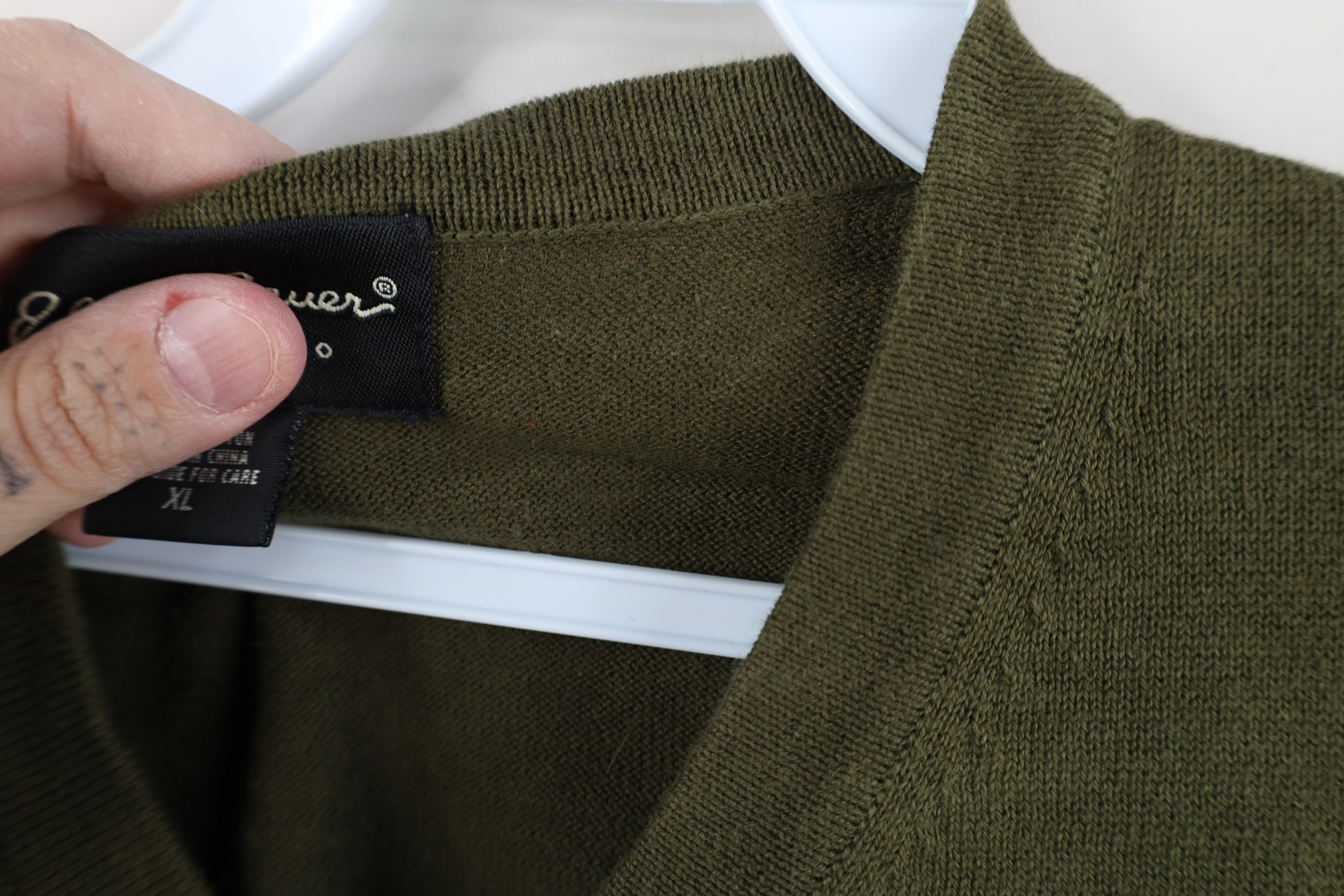Eddie Bauer Vintage 90s Eddie Bauer Knit V-Neck Sweater Vest Olive Size US XL / EU 56 / 4 - 7 Thumbnail