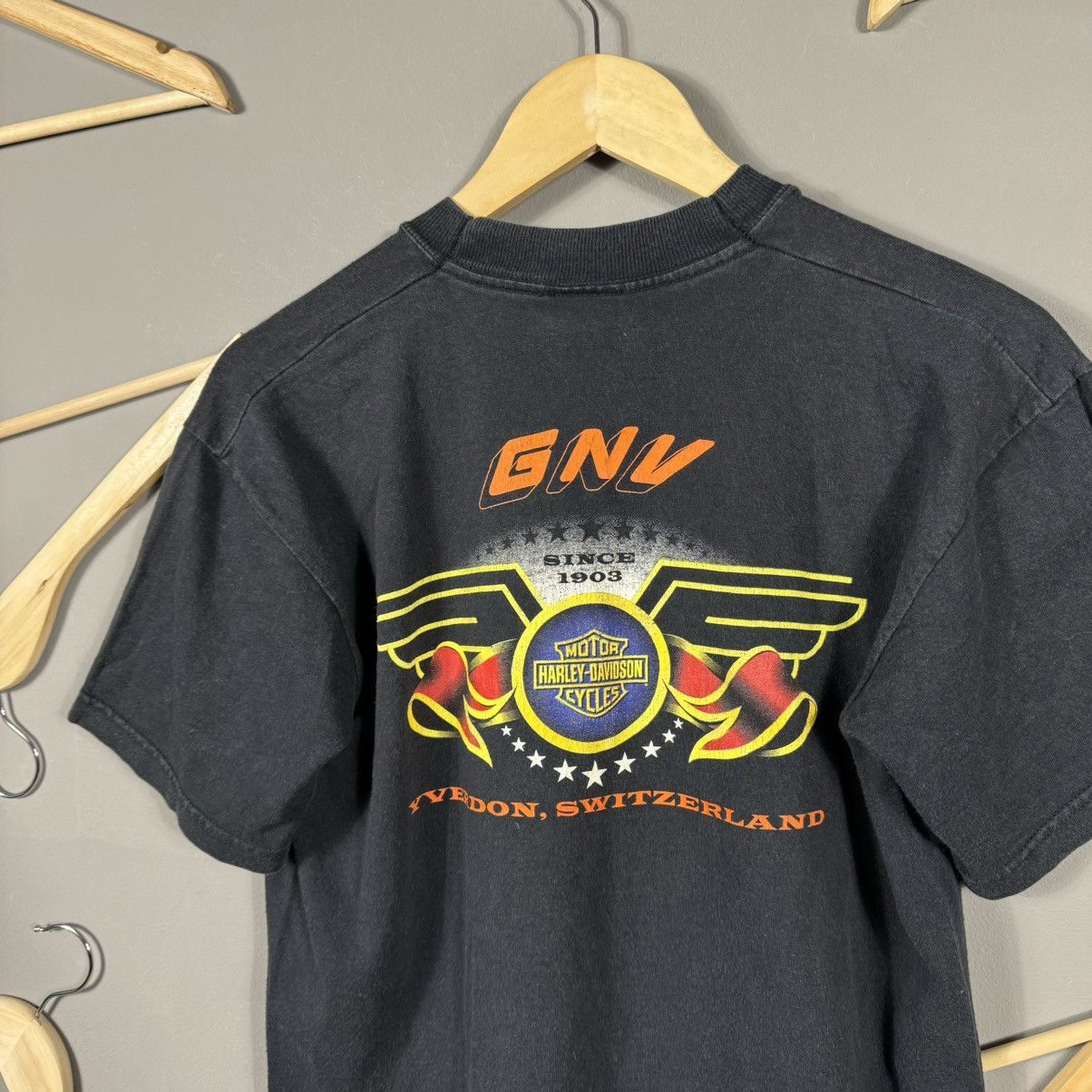 Vintage Vintage 90s Harley Davidson Motorcycle GNV T-shirt Size US M / EU 48-50 / 2 - 7 Thumbnail