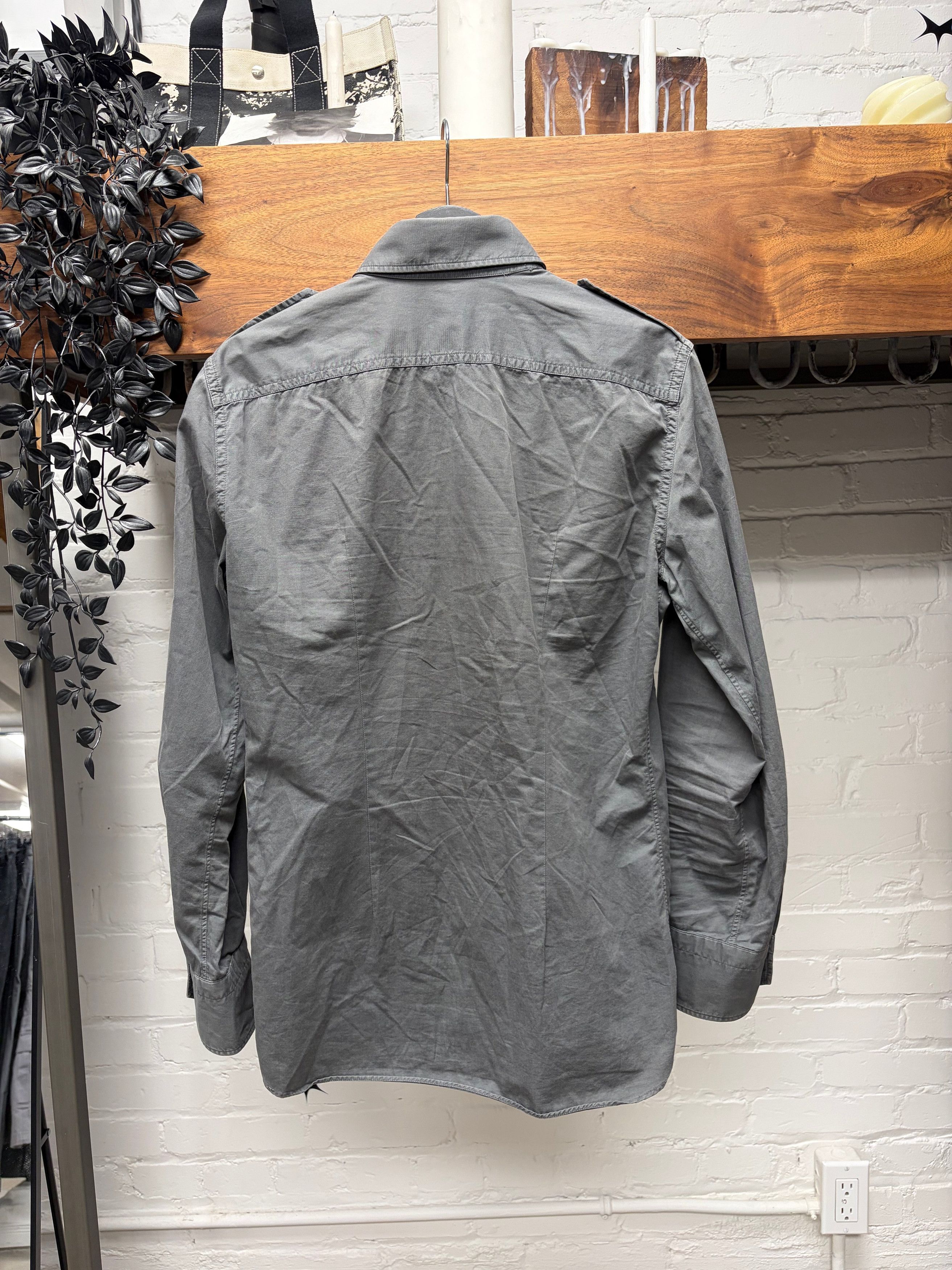 Tom Ford Tom Ford Grey Military Inspired Cotton Button Up Shirt Size US M / EU 48-50 / 2 - 4 Thumbnail