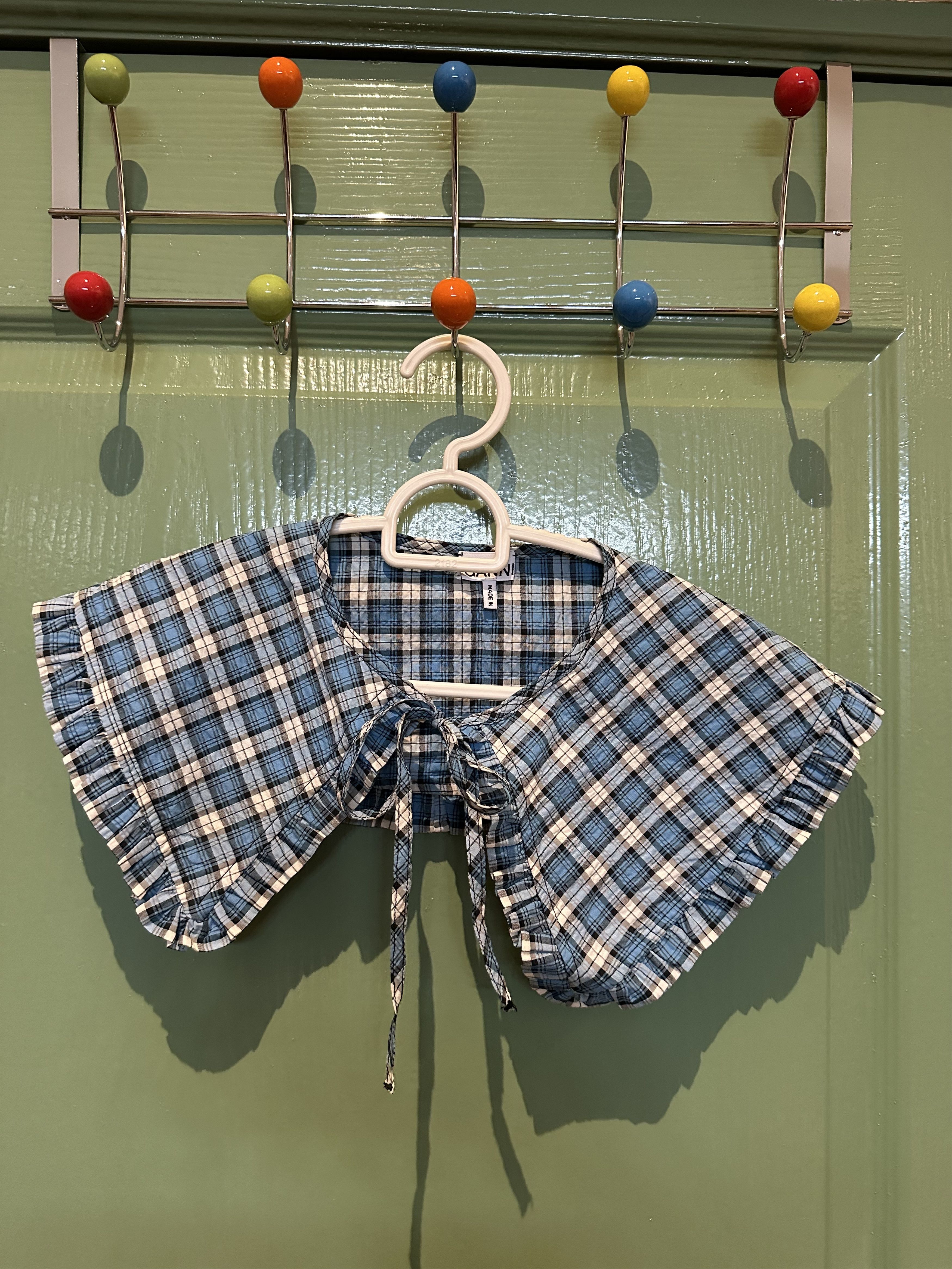 Ganni Ganni Seersucker Check Frill Collar Size ONE SIZE - 4 Thumbnail