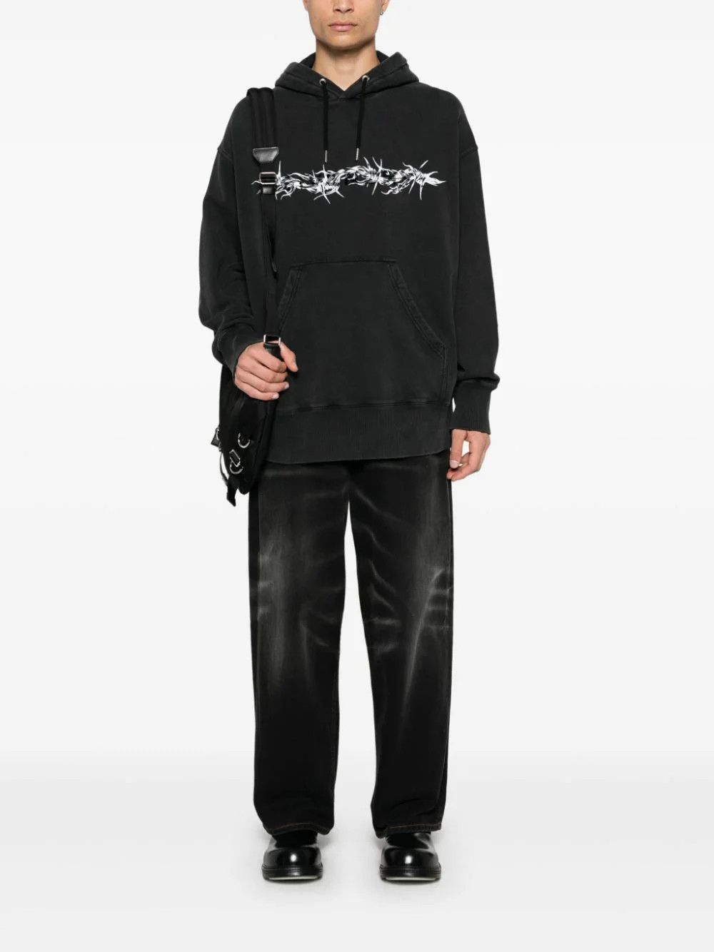 Givenchy o1loc1c0824 Logo Flocked Hoodie in Dark Grey Size US XL / EU 56 / 4 - 2 Thumbnail