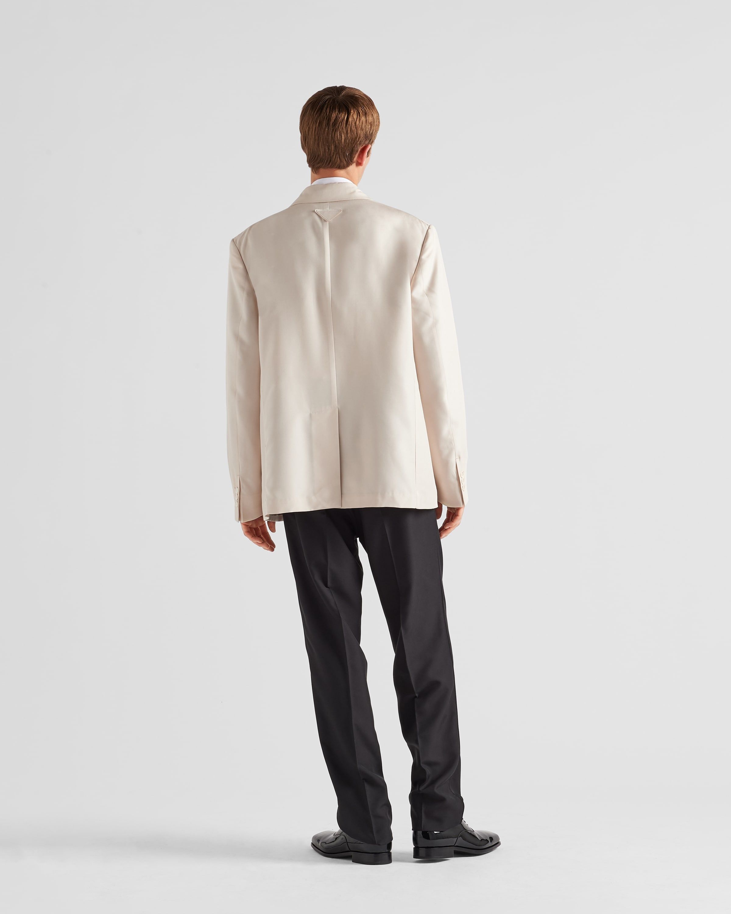 Prada o1bcso1str1025 Double-Breasted Silk Jacket in Ivory Size US L / EU 52-54 / 3 - 5 Thumbnail