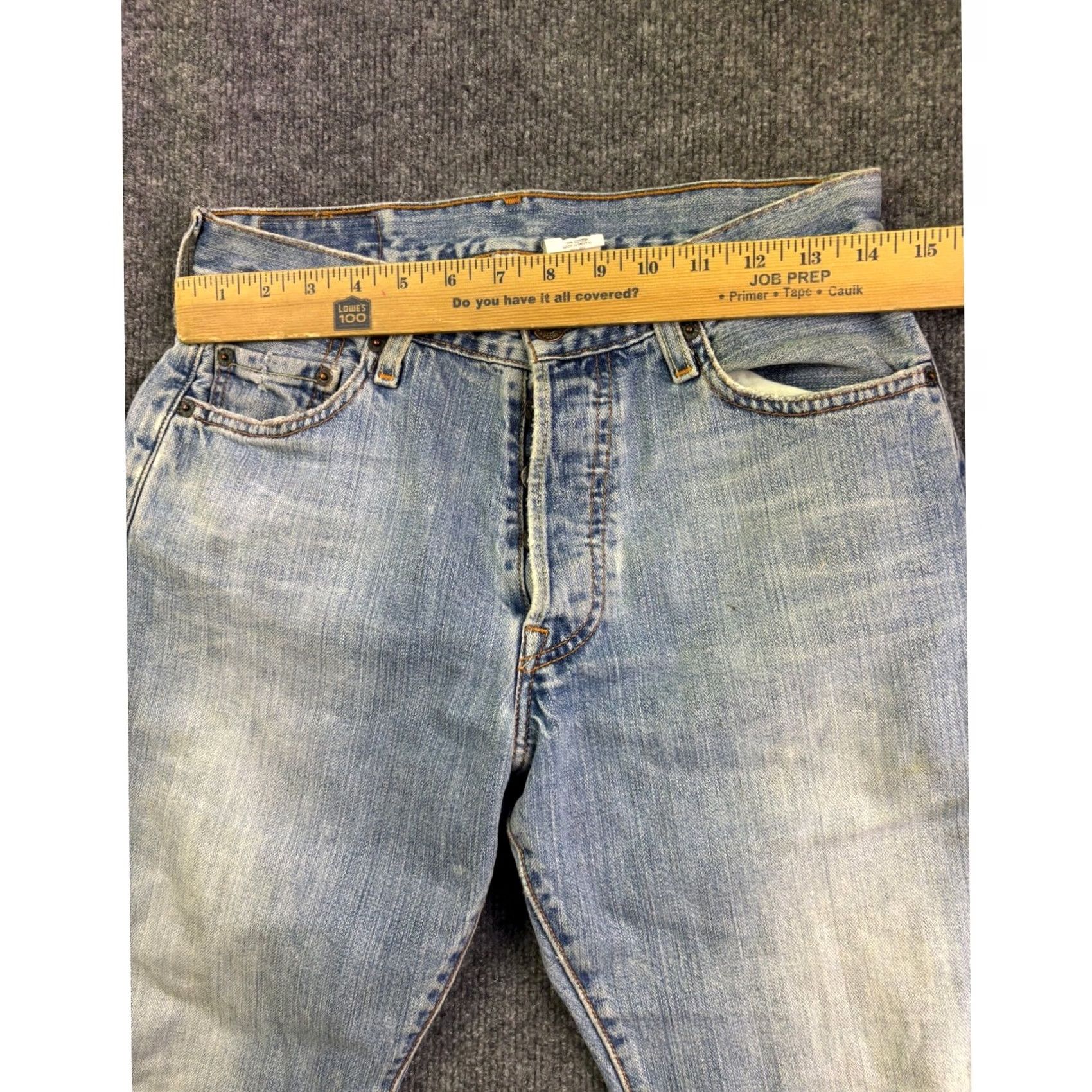 Levi's Levi's 501 Jeans Mens 29x27 Light Wash Distressed Raw Hem Button Fly Straight Denim Vintage Western Mid Rise Carry Pocket Pants Size US 29 - 4 Thumbnail