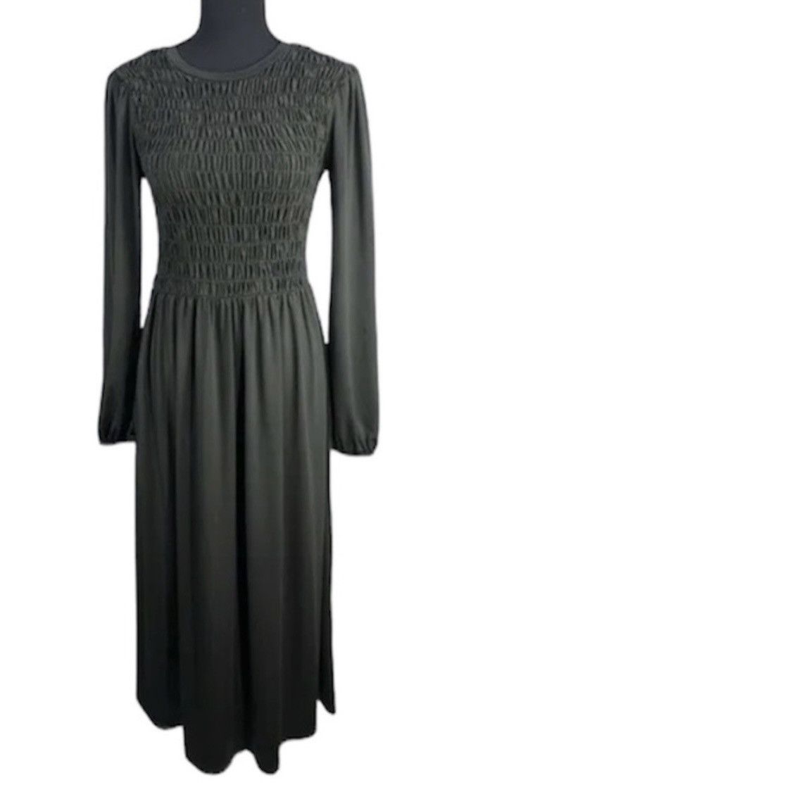 Zara Zara smocked Ruched Dark Gray MIDI Dress Boho M Size M / US 6-8 / IT 42-44 - 1 Thumbnail