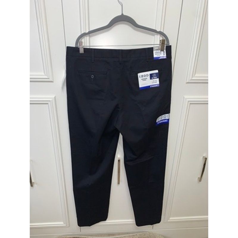 Izod IZOD Men's Black Chino Pants 36x32 Straight Fit Flat Front Size US 36 / EU 52 - 7 Thumbnail