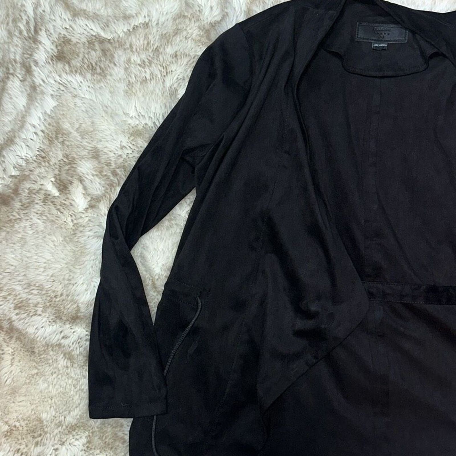 BLANKNYC BLANKYC Suede Feel Black Draped Front Jacket | Sz S Size S / US 4 / IT 40 - 6 Thumbnail