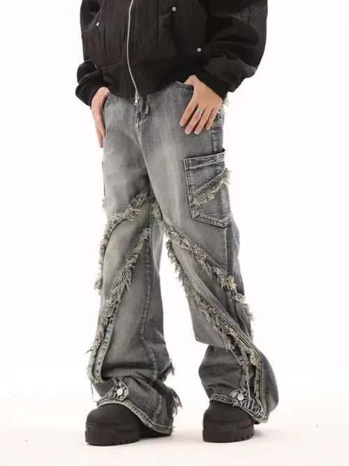 Japanese Brand × Jean Retro ruined whiskering design washed distressed jeans Size US 32 / EU 48 - 4 Thumbnail