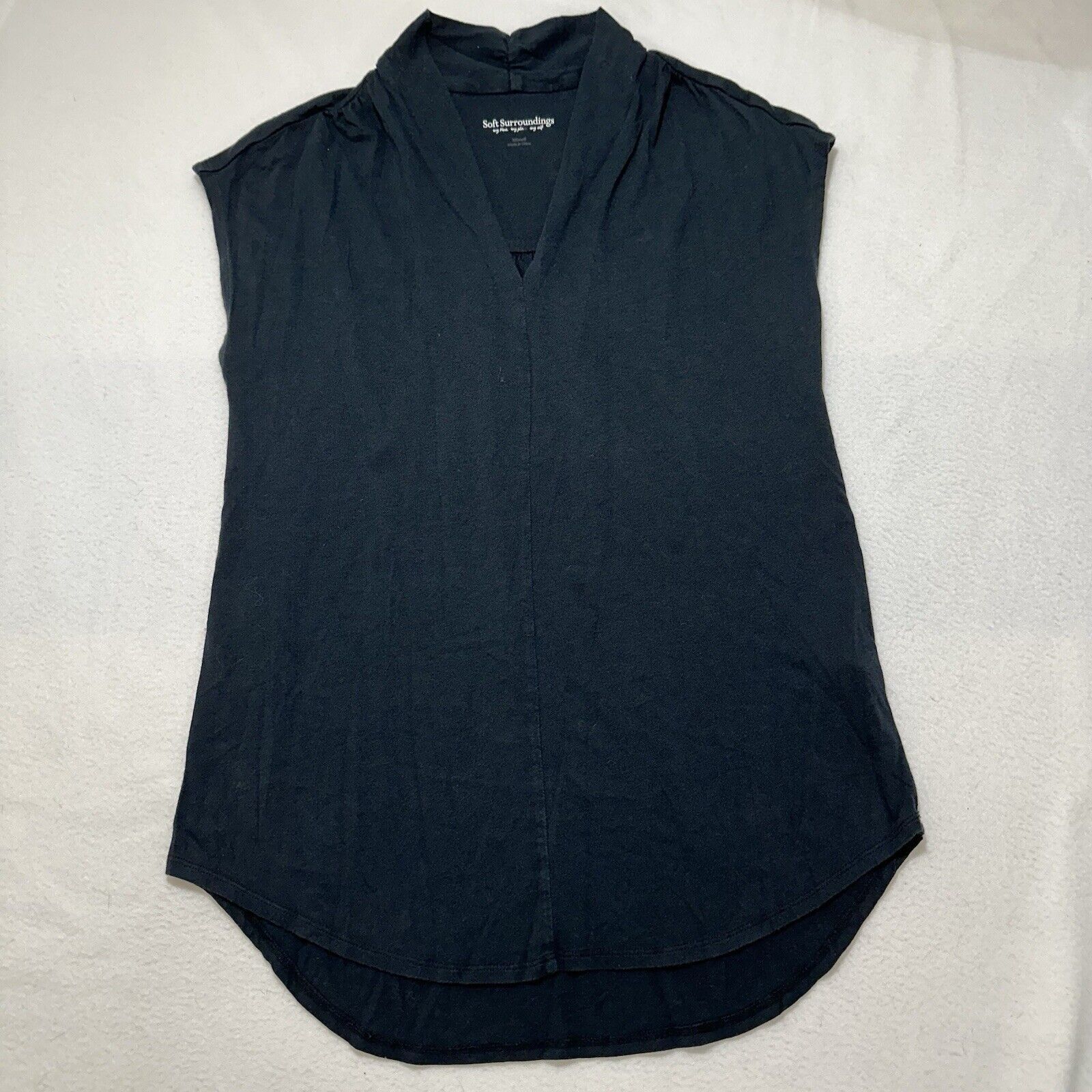 Other Soft Surroundings XS Black VNeck Pullover Blouse Modal Blend Size XS / US 0-2 / IT 36-38 - 1 Thumbnail
