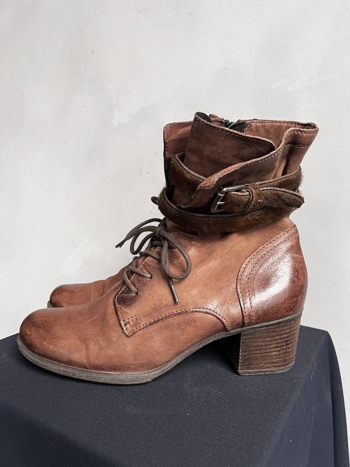 A.S.98 Leather guidi style high heel boots lace up vintage style Size US 8 / EU 41 - 7 Thumbnail