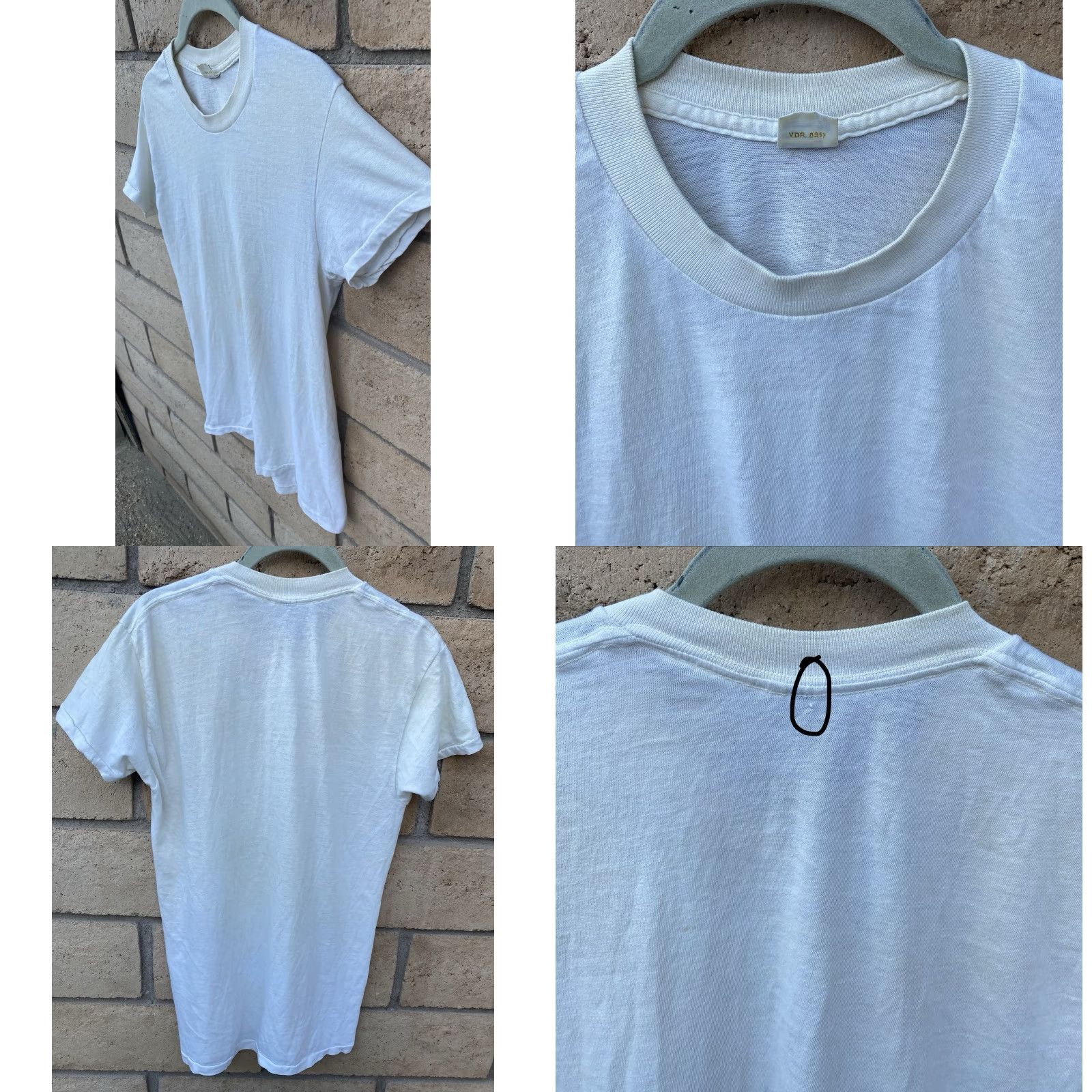 JCPenney VINTAGE JCPenney Blank White T-Shirt 38 USA 50/50 Fortrel Cotton Poly Short Sleeve Men's Shirt 1970s Rockabilly White fits Men Size US M / EU 48-50 / 2 - 9 Thumbnail