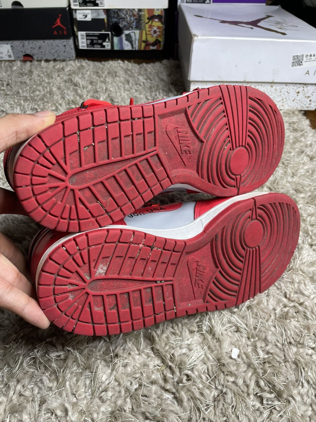 Nike × Off-White Nike x Off White Dunk Low University Red Size US 9 / EU 42 - 9 Thumbnail