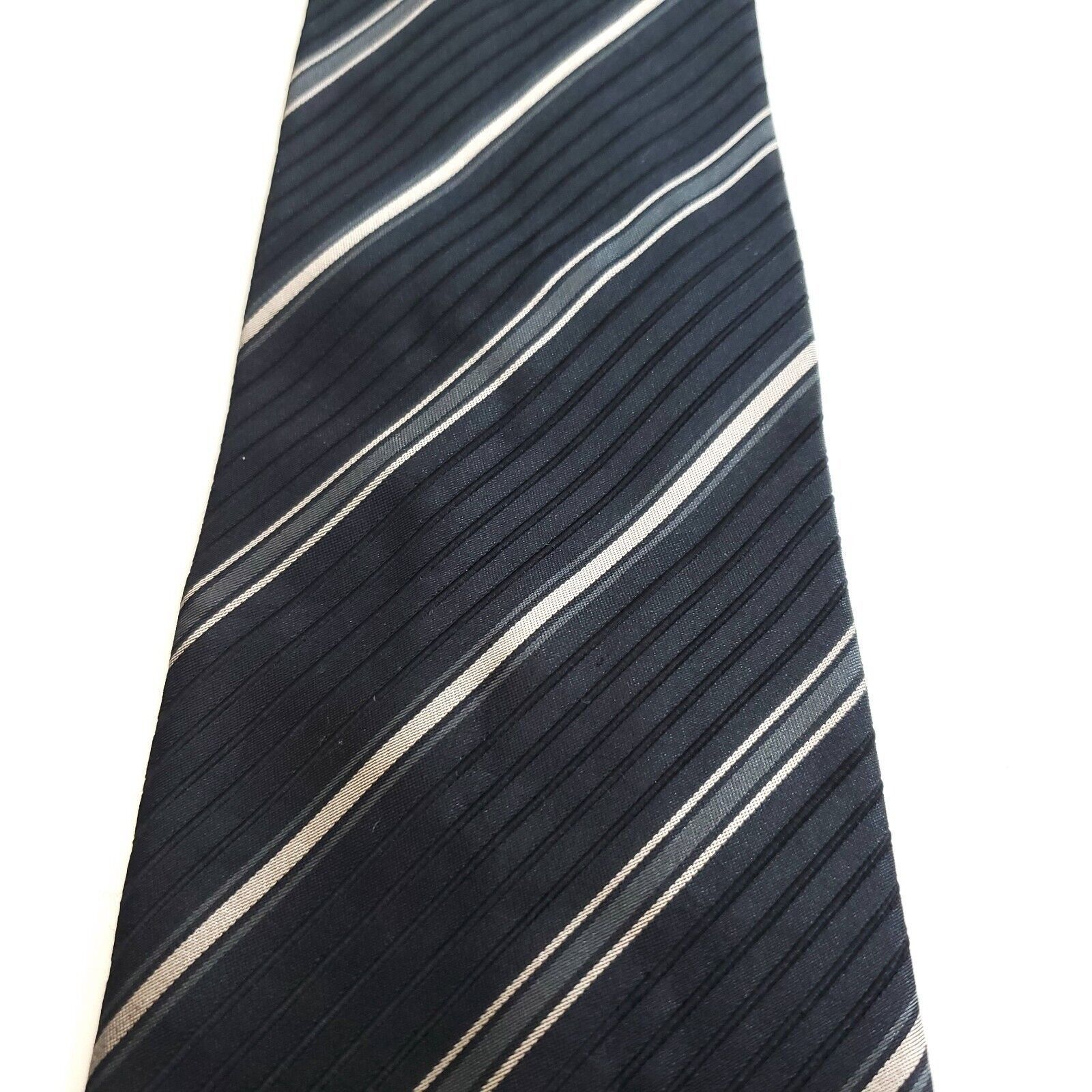 Canali Canali Gray Woven Striped Wide Silk Tie Size ONE SIZE - 2 Thumbnail