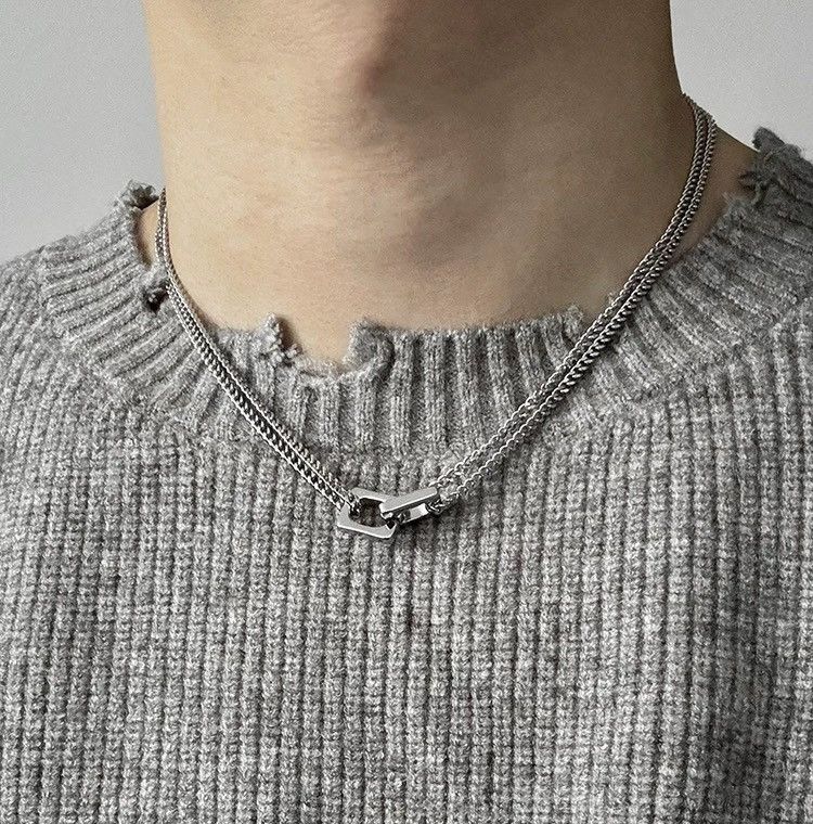 Japanese Brand × Jewelry Retro punk double chain layered choker necklace Size ONE SIZE - 3 Thumbnail