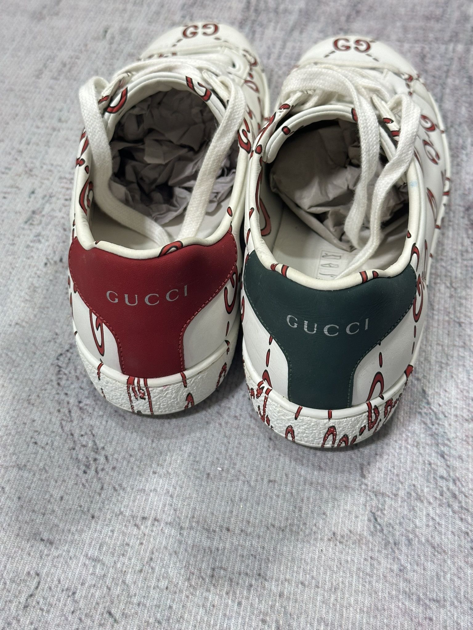 Gucci Gucci Ace Ghost Sneakers GG Monogram White Leather Logo Size US 7.5 / IT 37.5 - 7 Thumbnail