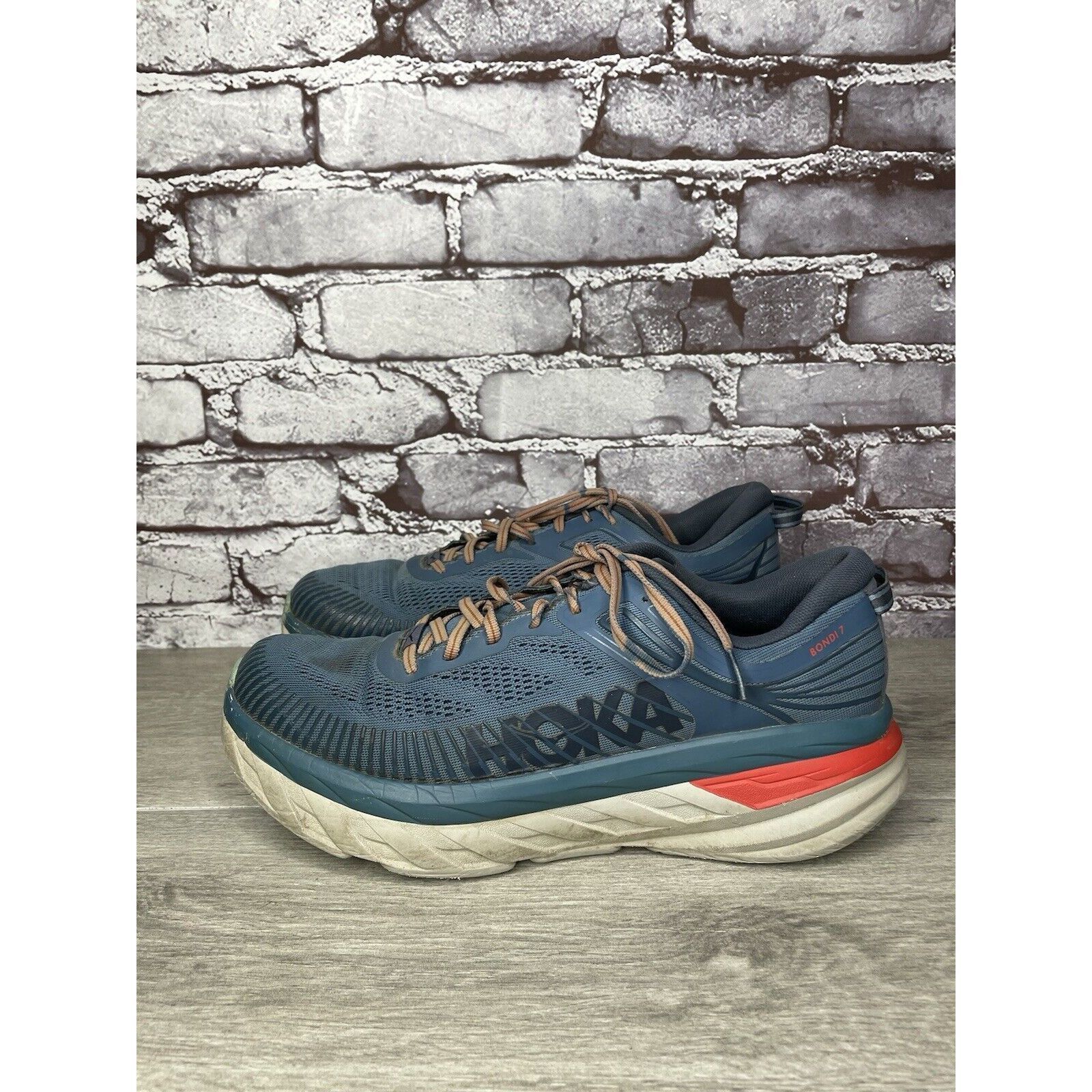 Hoka Hoka One One Bondi 7 110518 RTOS Blue Synthetic Running Shoe Size US 10.5 / EU 43-44 - 15 Thumbnail