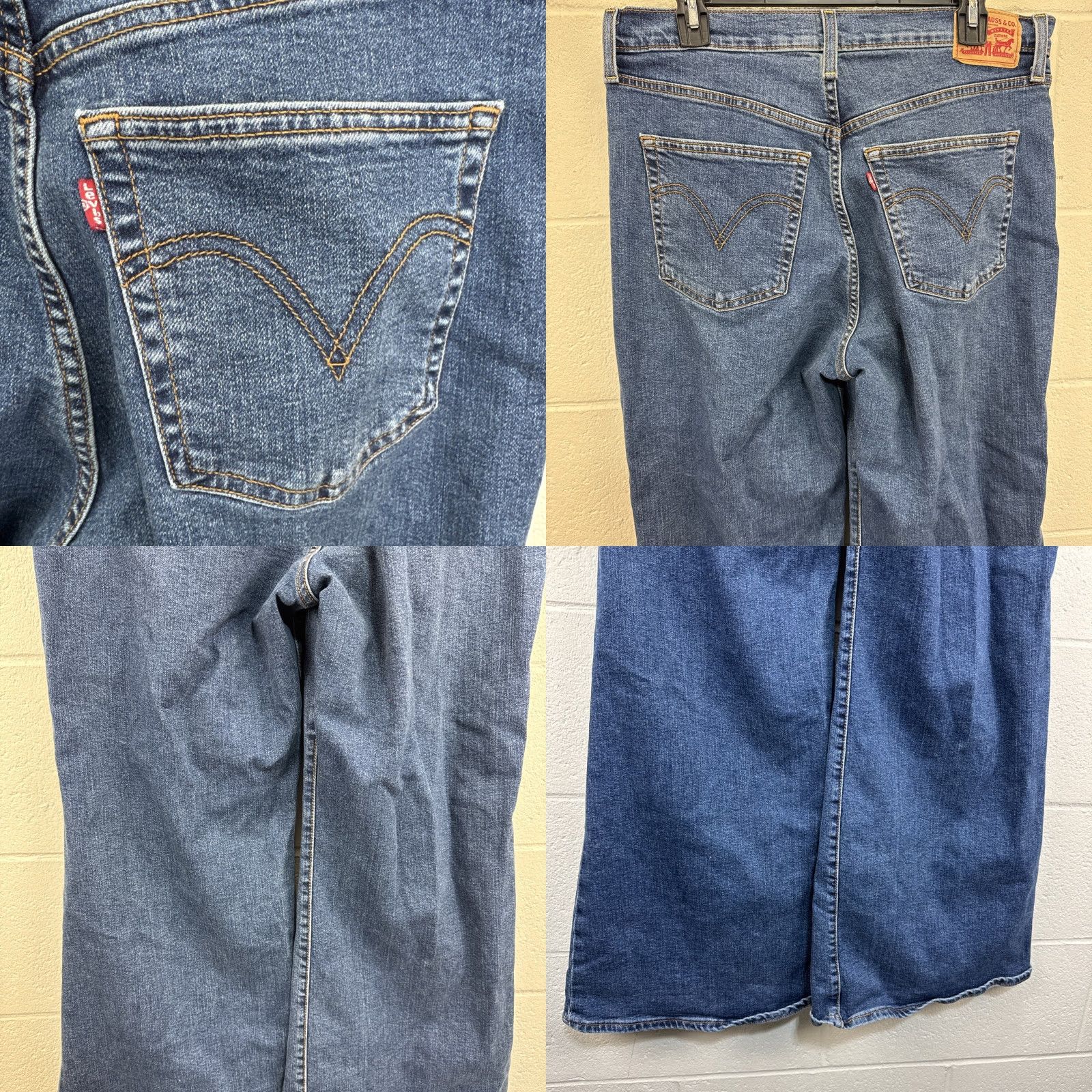 Levi's Levis Women Ribcage Bell Bottom Flared Extra High Rise Medium Wash Denim Jean 32 Size 24" / US 00 / IT 34 - 9 Thumbnail