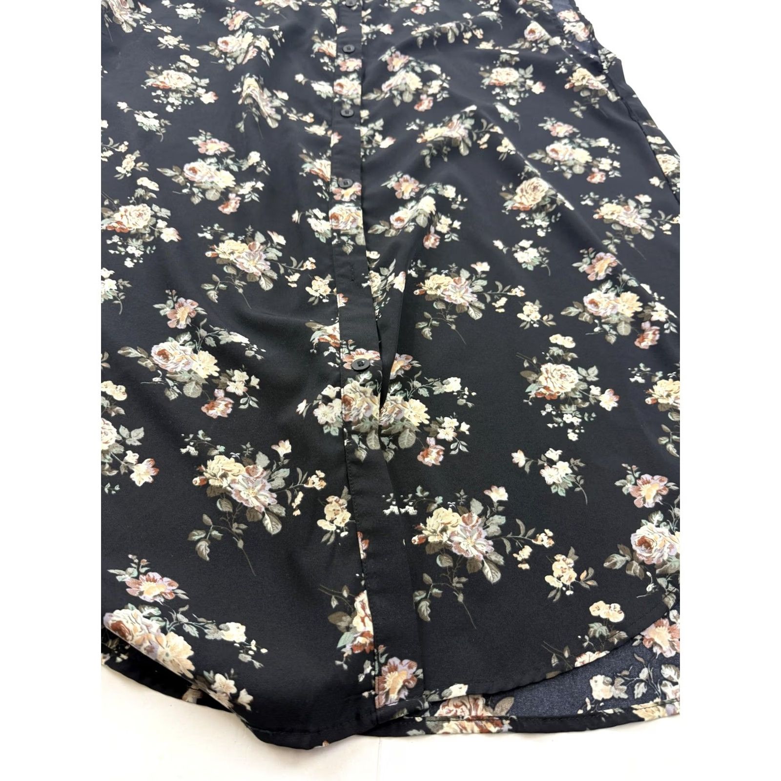 Vintage Emery Rose Blouse Womens 2XL Black Floral Sleeveless Button Front Tunic Top Size XXL / US 16-18 / IT 52-54 - 2 Thumbnail