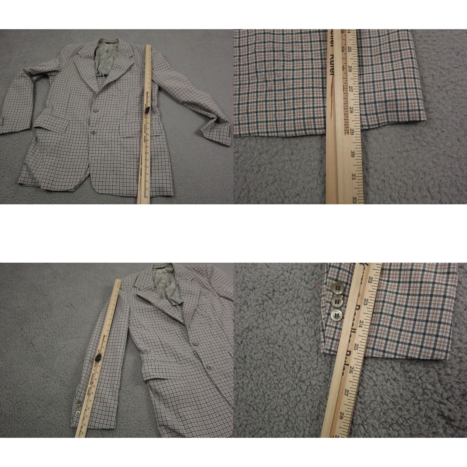 Vintage Vintage Palm Beach Blazer Mens 42 Gray Plaid Tuxedo Coat Two-Button 80s 90s Shirt Mens Size 42R - 8 Thumbnail