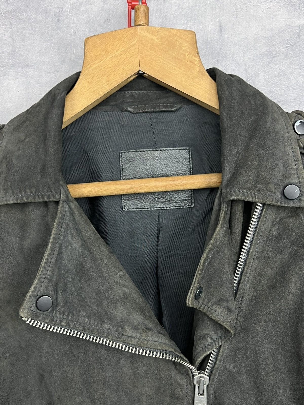 Allsaints ALLSAINTS Braided Wyatt Goat Leather Suede Biker Jacket EU36 Size S / US 4 / IT 40 - 15 Thumbnail