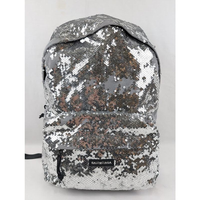 Balenciaga o1rshd1 Size: OS/Sequin Embroidered Nylon EX Backpack Silver Size ONE SIZE - 2 Thumbnail