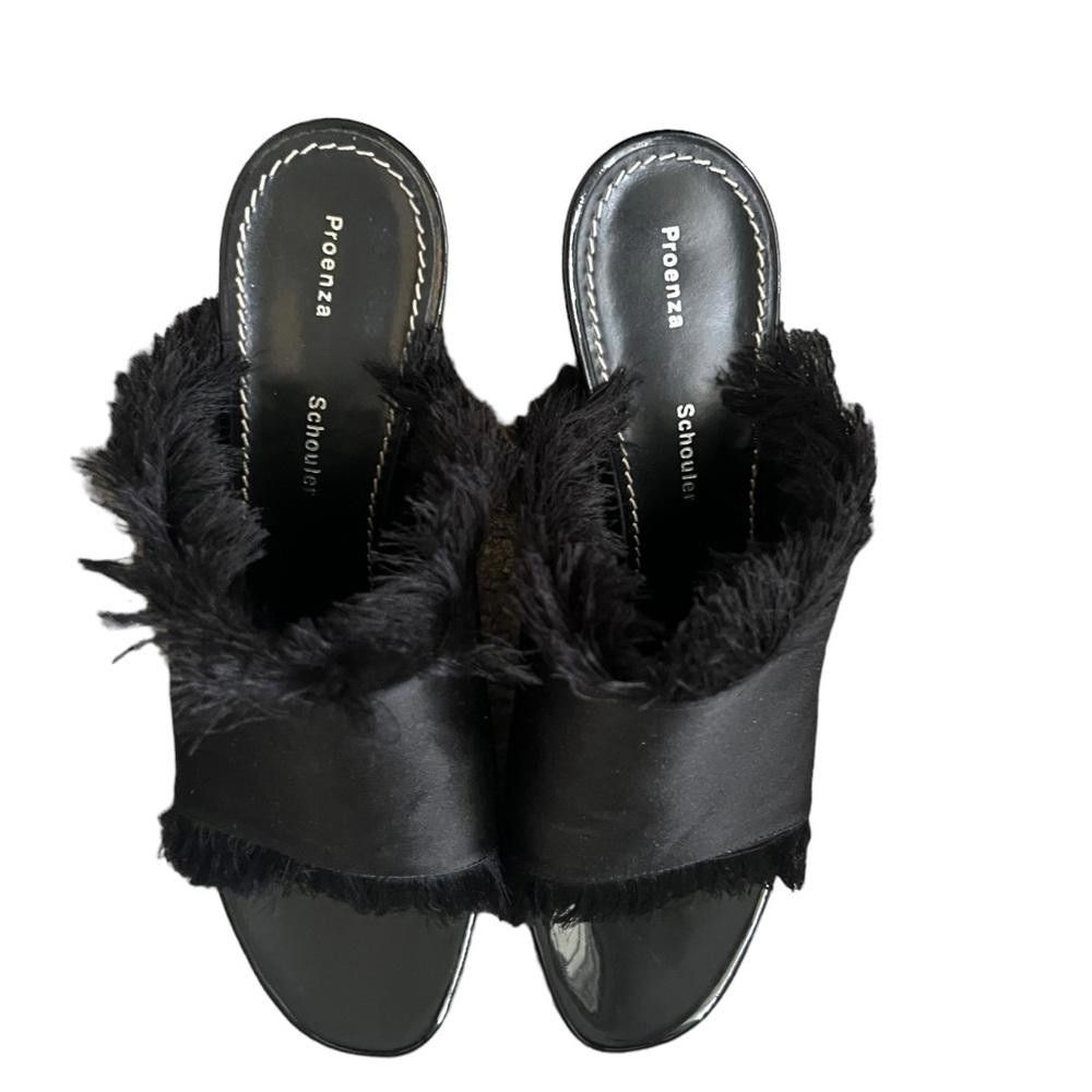 Proenza Schouler PROENZA SCHOULER Fringed Satin Mule Pump Black Size US 7 / IT 37 - 9 Thumbnail