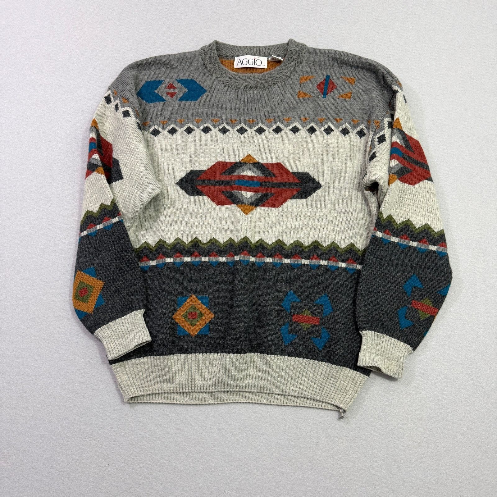 Vintage Vintage Aggio Sweater Men's Extra Large Geometric Knit 90s Size US XL / EU 56 / 4 - 1 Thumbnail