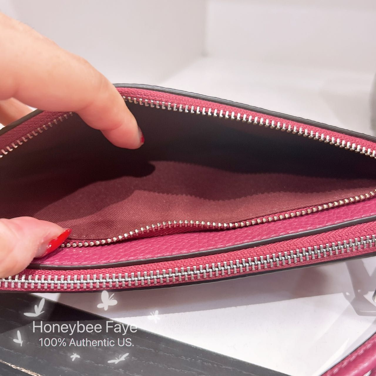 Coach Double Zip Wallet In Signature Canvas With Bow Print CAA84 Size ONE SIZE - 3 Thumbnail