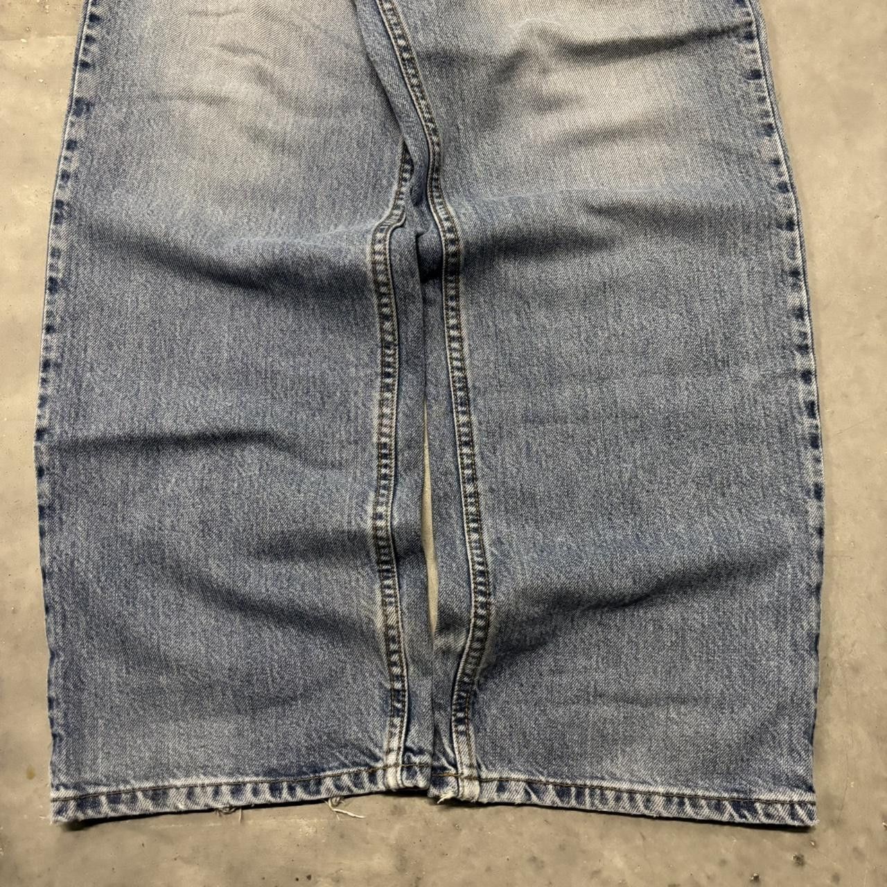 Japanese Brand × Vintage Crazy Vintage Y2K/2000s Baggy Faded Wash Embroidered Flames Skater Denim Jeans! Size US 32 / EU 48 - 6 Thumbnail