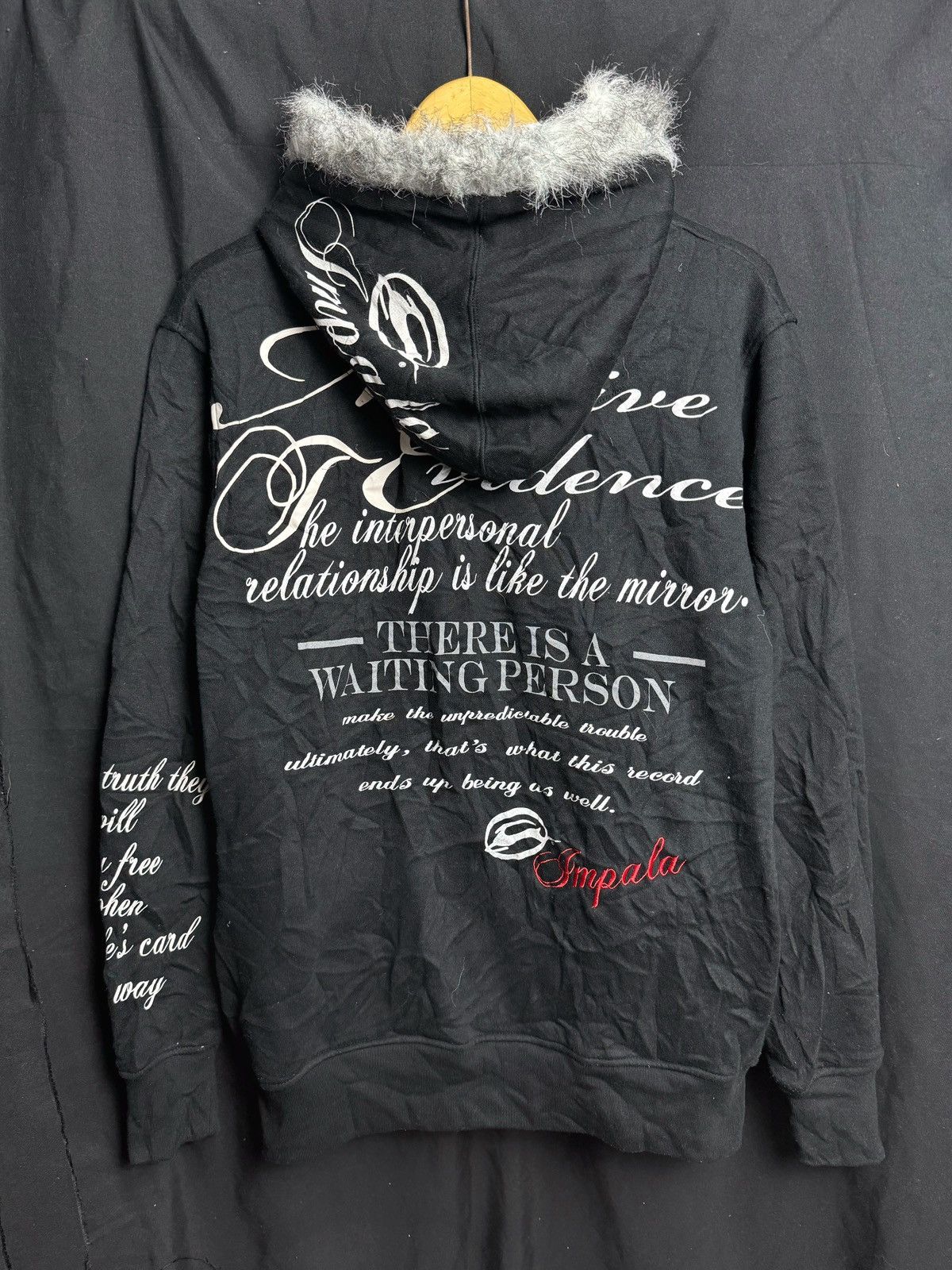 If Six Was Nine × Japanese Brand × Le Grande Bleu (L.G.B.) Faux Fur Japanese Poem Impala Hoodie Size US L / EU 52-54 / 3 - 1 Thumbnail