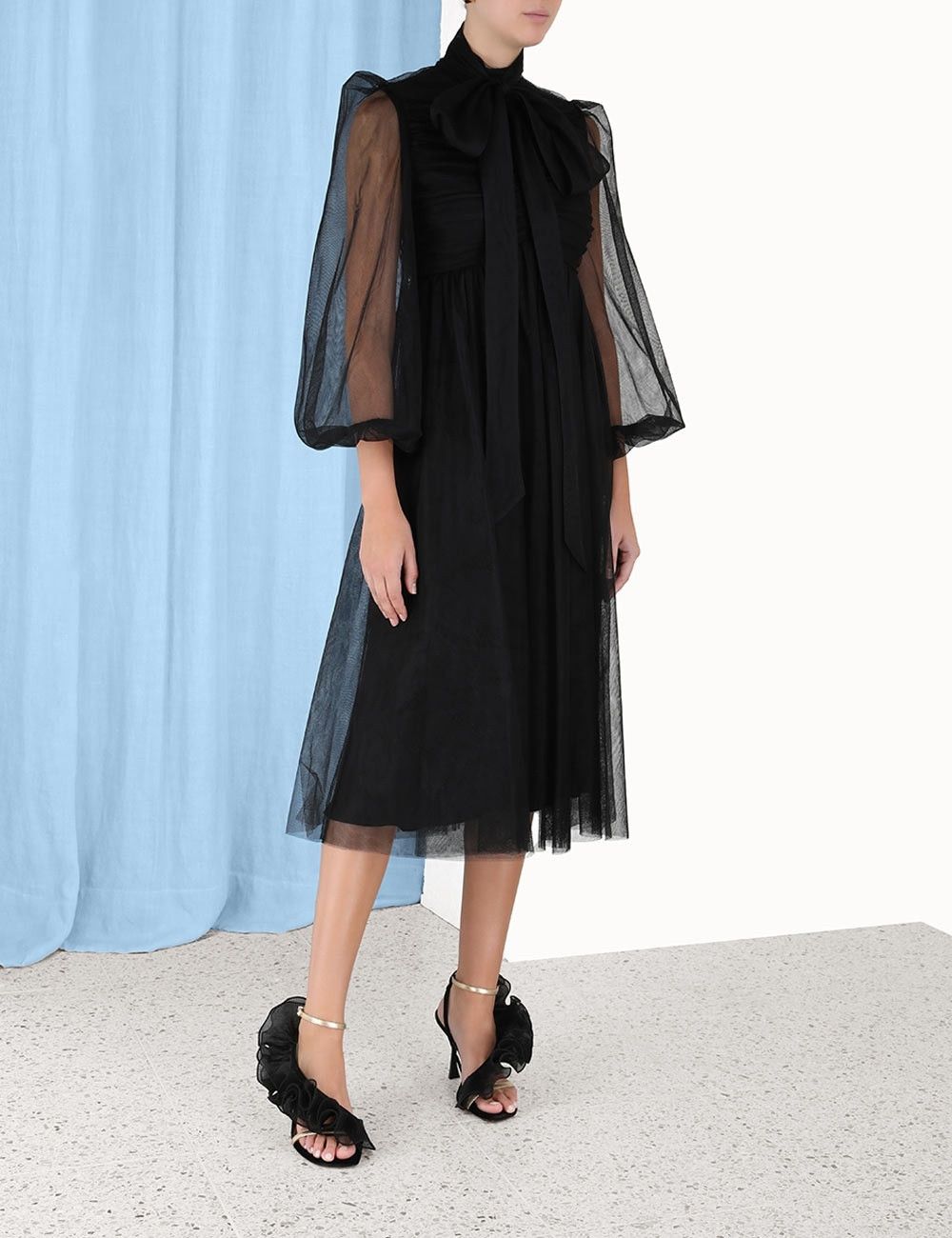 Zimmermann oc11z0425 Tulle Midi Dress in Black Size S / US 4 / IT 40 - 3 Thumbnail