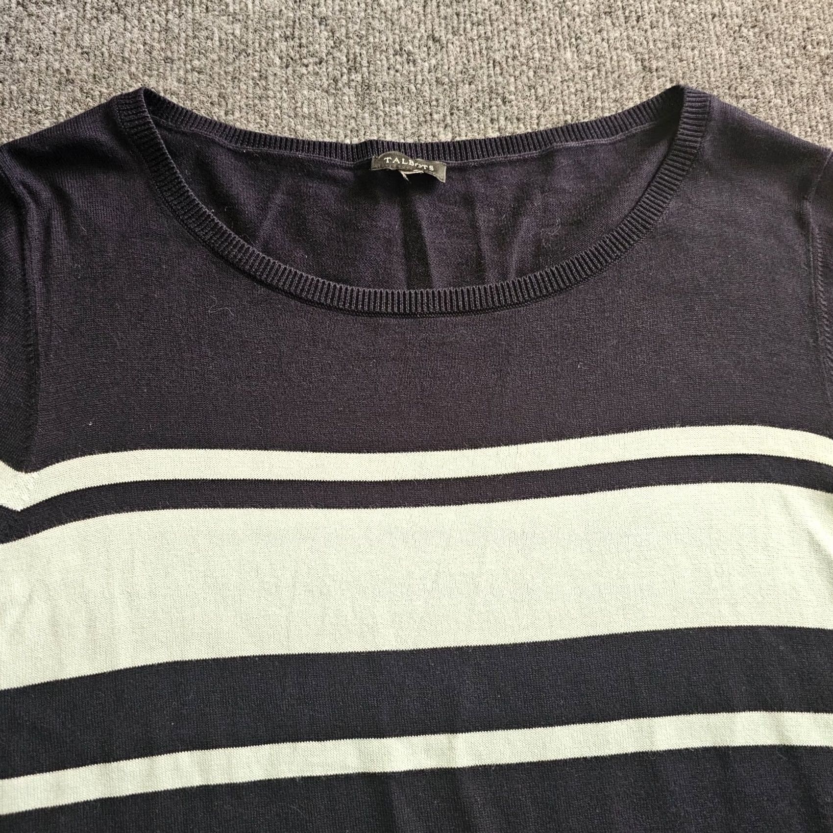Talbots Talbots Shirt Womens Large Blue Green Striped 3/4 Sleeve Knit Casual Career Size L / US 10 / IT 46 - 2 Thumbnail