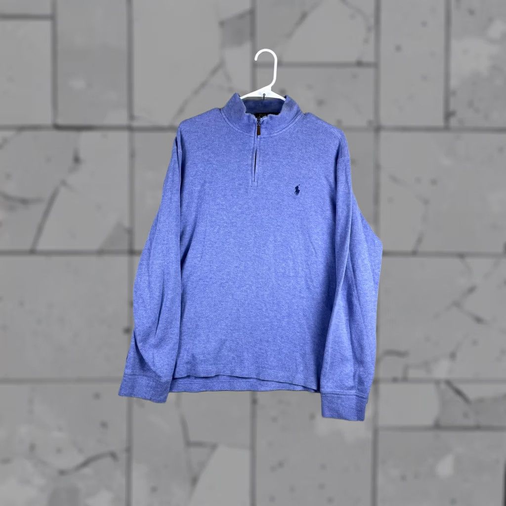 Polo Ralph Lauren Polo Ralph Lauren Mens Large Blue Estate Rib Knit Pullover Sweater Quarter Zip Size US L / EU 52-54 / 3 - 1 Thumbnail