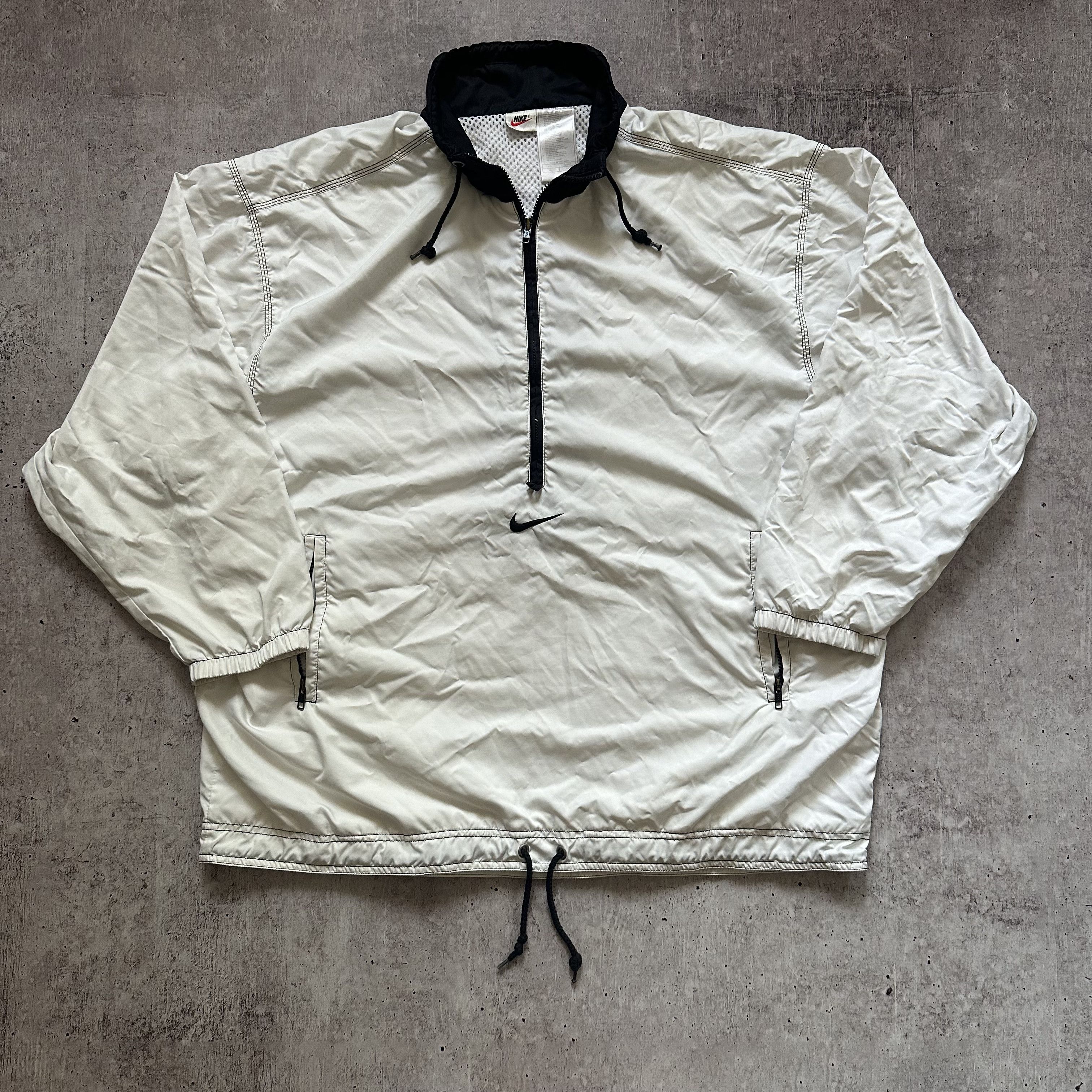 Nike × Vintage Nike 90s Vintage Center Swoosh Nylon Drill Anorak Jacket Size US XL / EU 56 / 4 - 3 Thumbnail