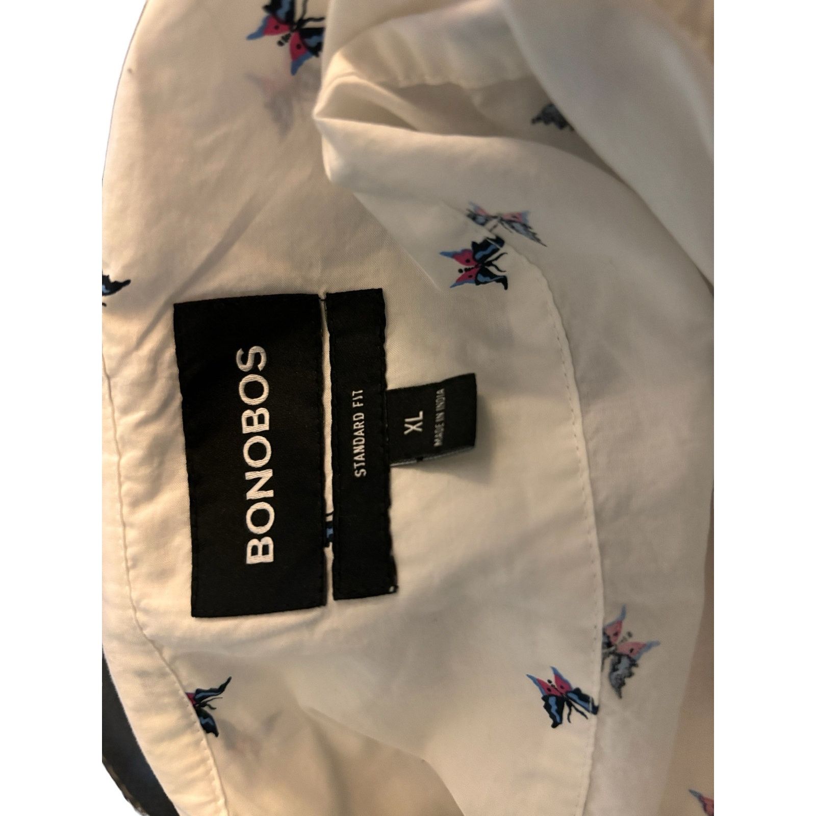 Bonobos BONOBOS Reg. Fit White w/Butterflies SS Cotton Shirt size XL Size US XL / EU 56 / 4 - 3 Thumbnail