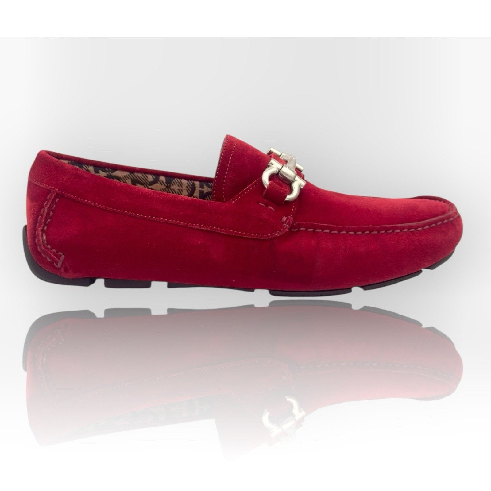 Salvatore Ferragamo Ferragamo Suede Loafers with Gancini In Red 7.5UK 8.5US Size US 8.5 / EU 41-42 - 1 Thumbnail