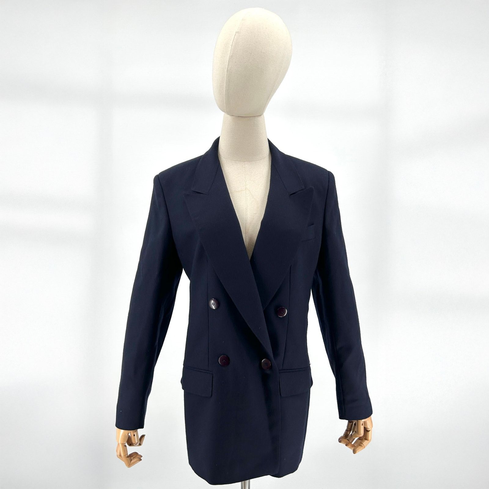 Vintage 80s Giorgio Sant Angelo Navy Wool Double Breasted Blazer Size M / US 6-8 / IT 42-44 - 1 Thumbnail