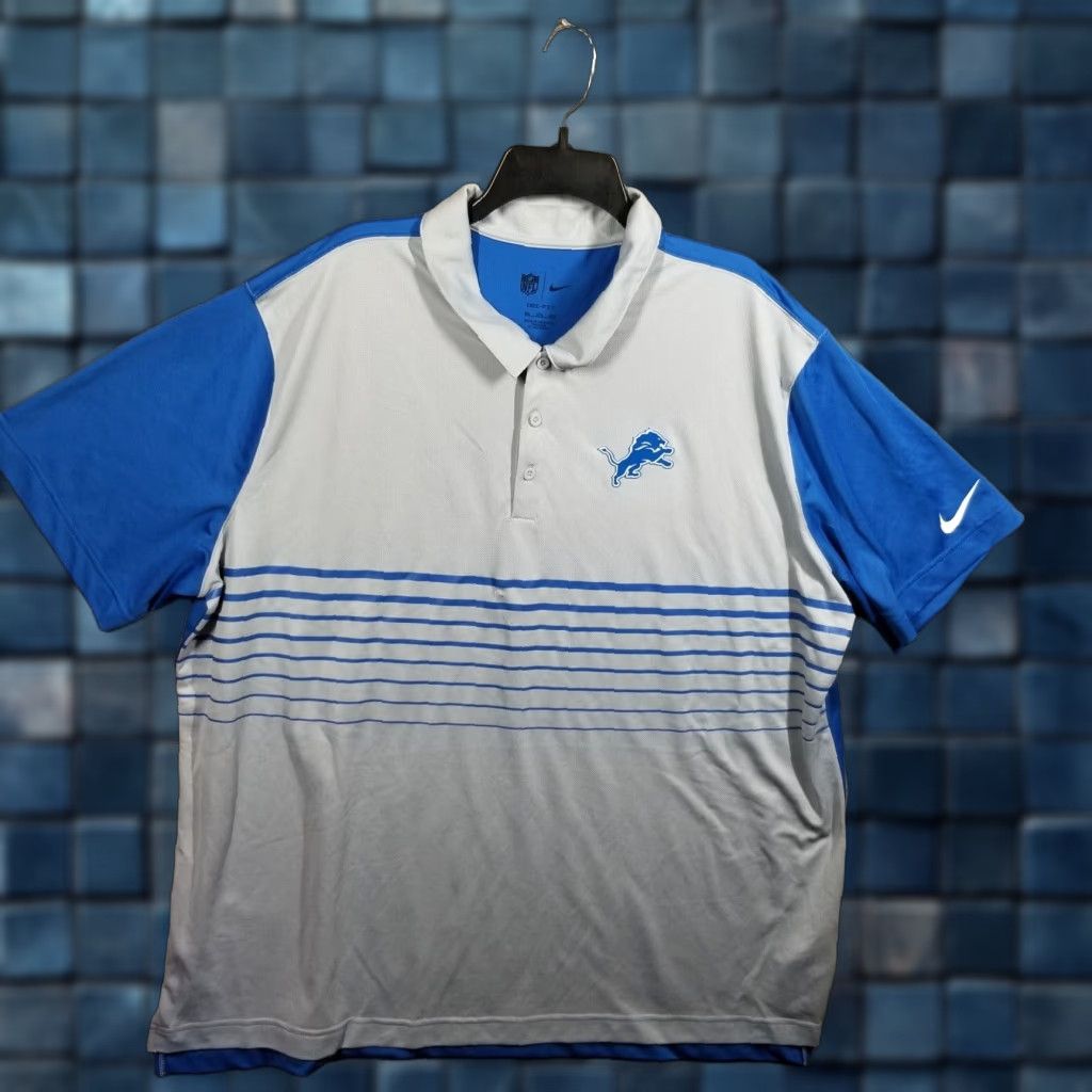 Nike Nike Golf Polo Shirt Adult 3XL Detroit Lions Dri-Fit Multicolor Short Sleeve Button Collar Sportswear Mens Size US XXL / EU 58 / 5 - 1 Thumbnail